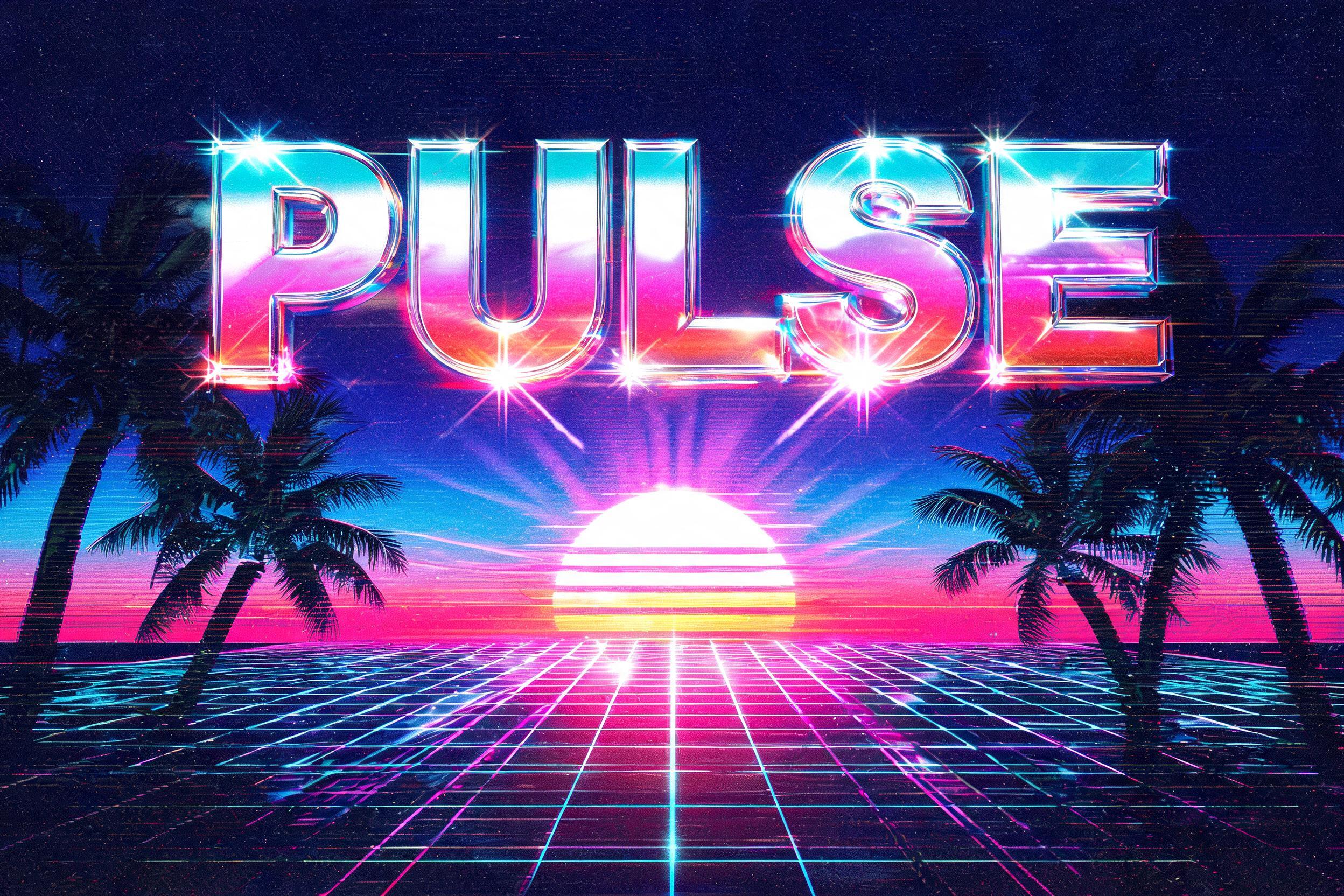 "Pulse" — Synthwave text effect