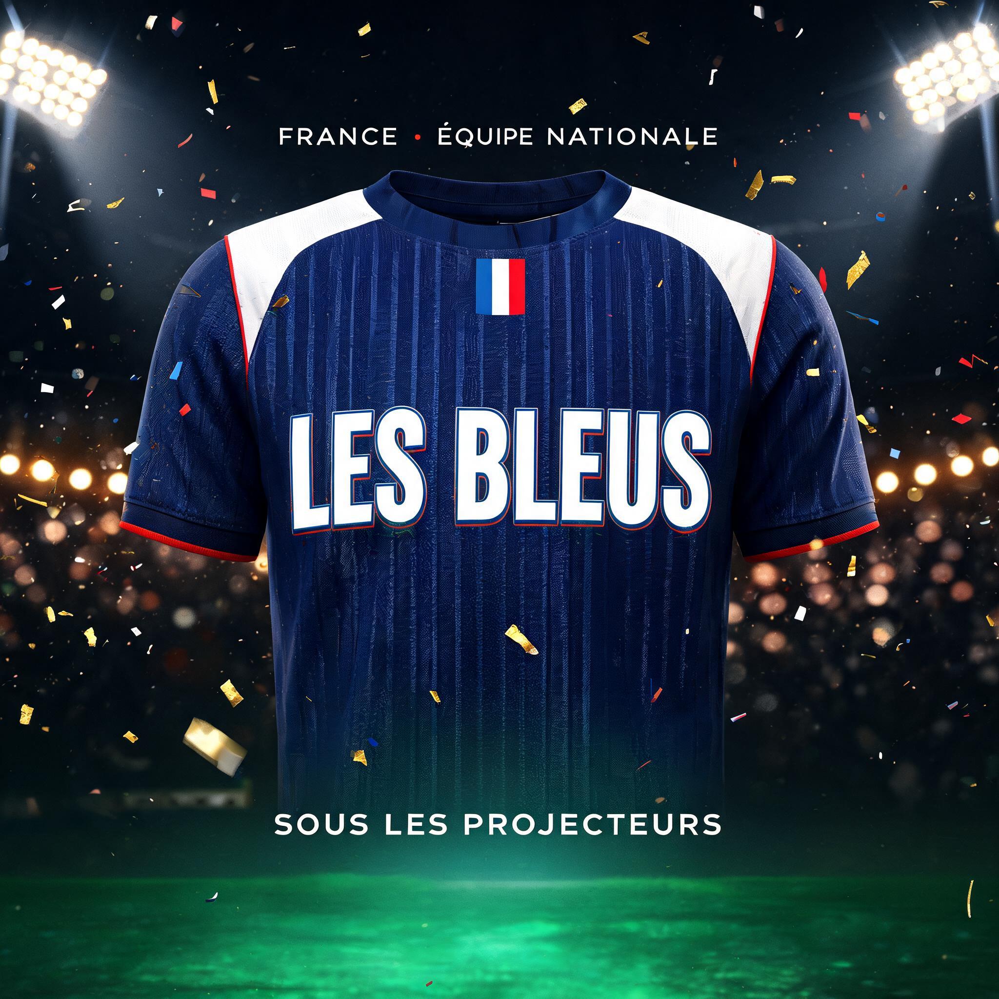 "Make me a France kit graphic that says LES BLEUS in bold football lettering" — Sports Football | AI Text Effect Generator