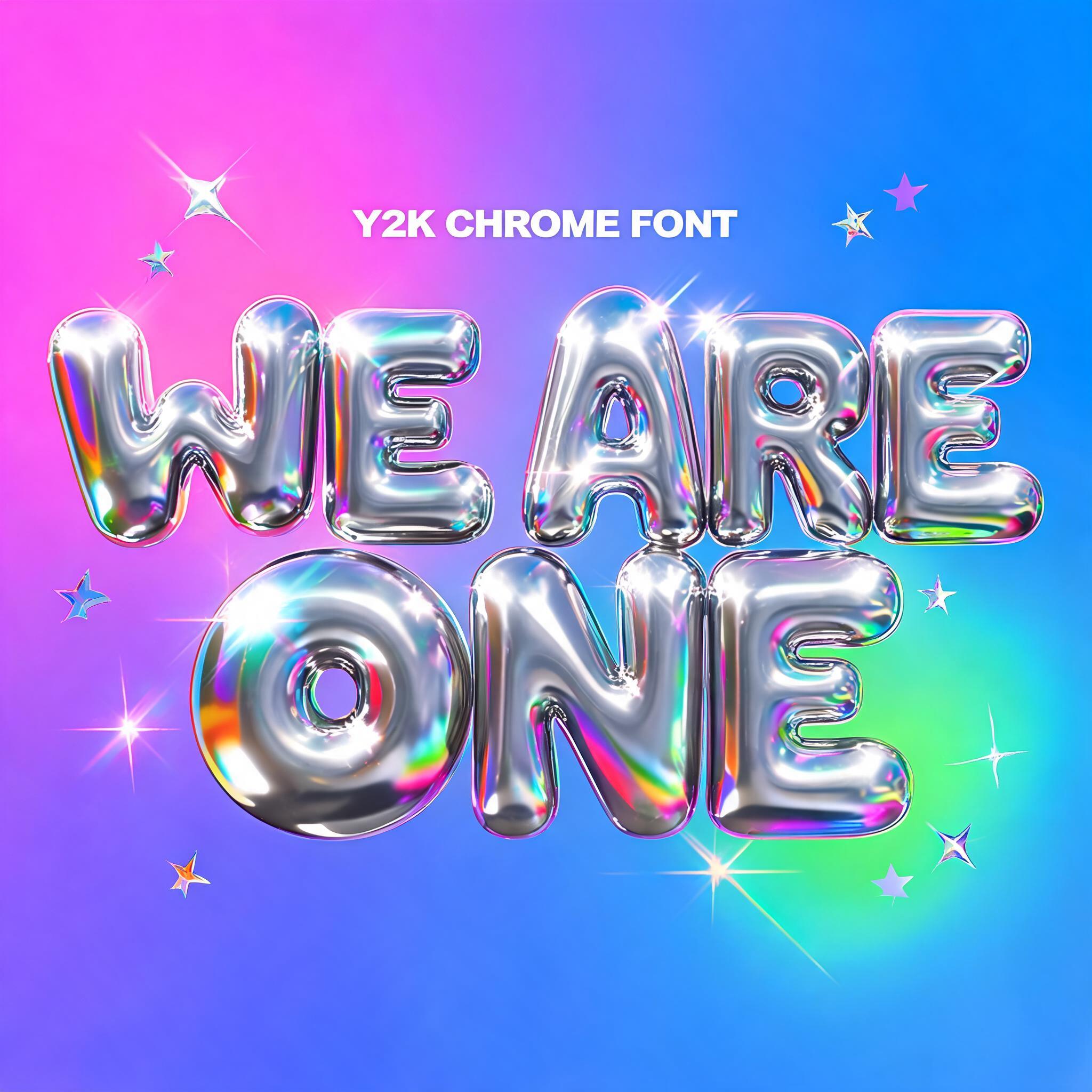 "WE ARE ONE" — Y2k Chrome | AI Text Effect Generator