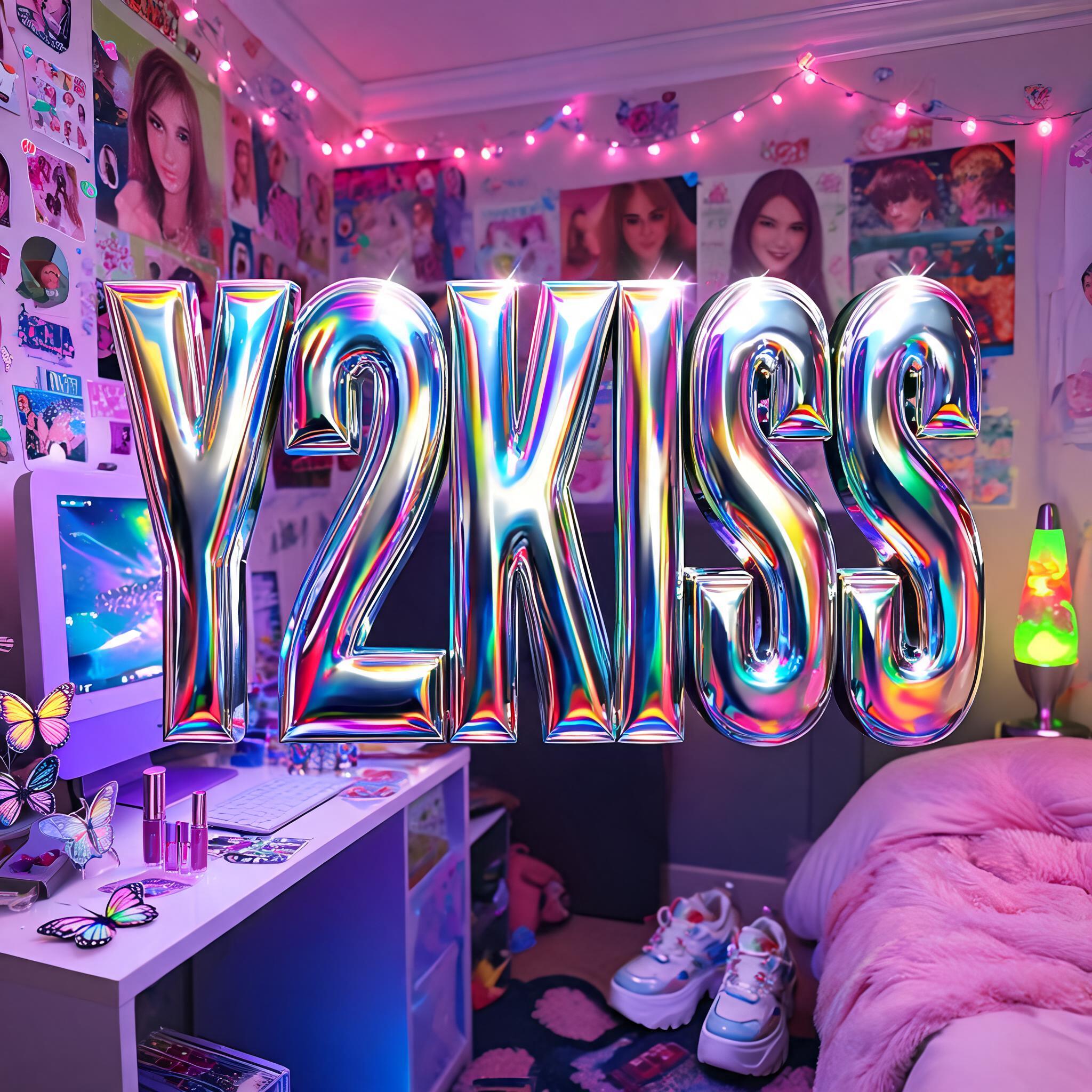 "Y2KISS" — Y2k Chrome | AI Text Effect Generator