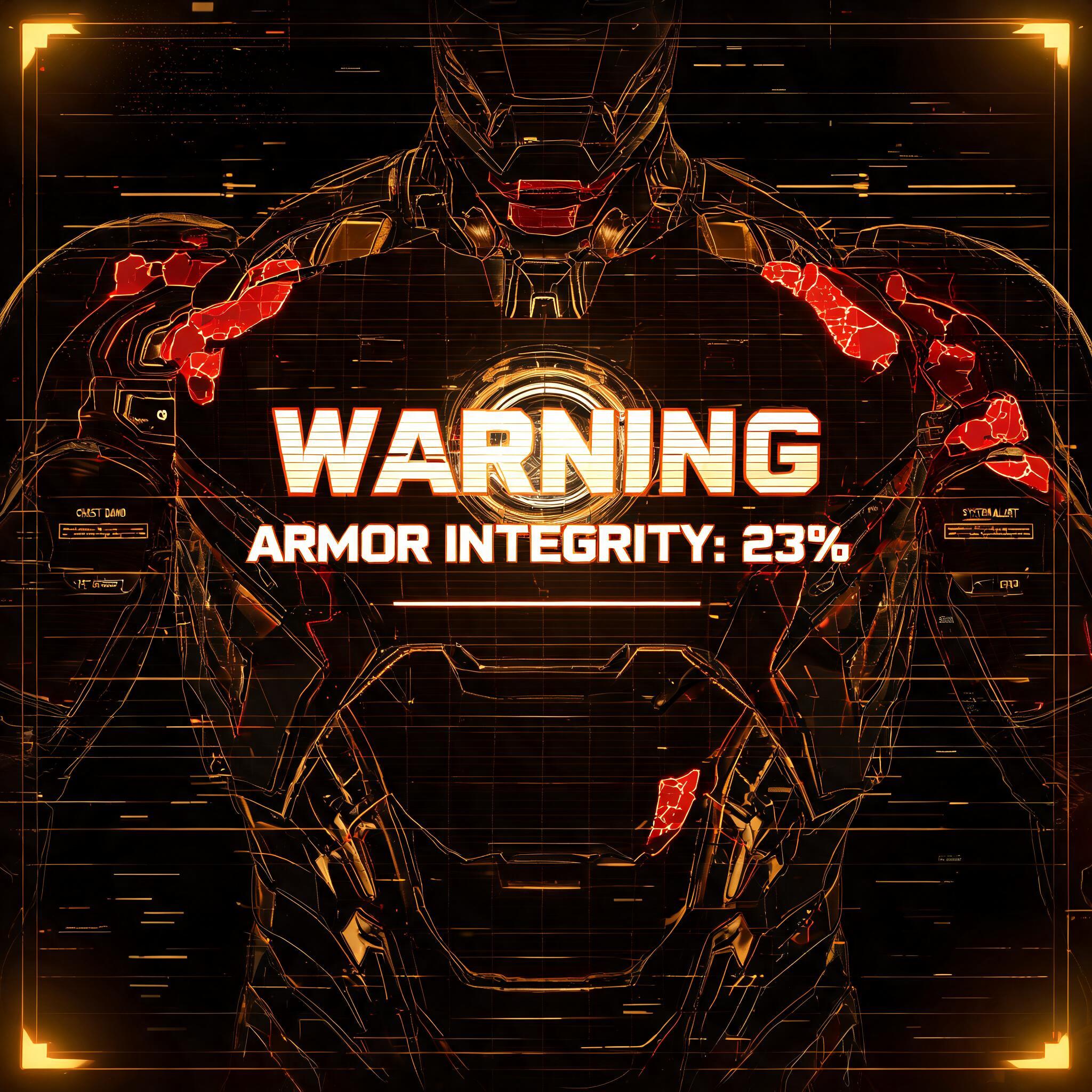 "WARNING
ARMOR INTEGRITY: 23%" — Cyberpunk Tech Hud text effect