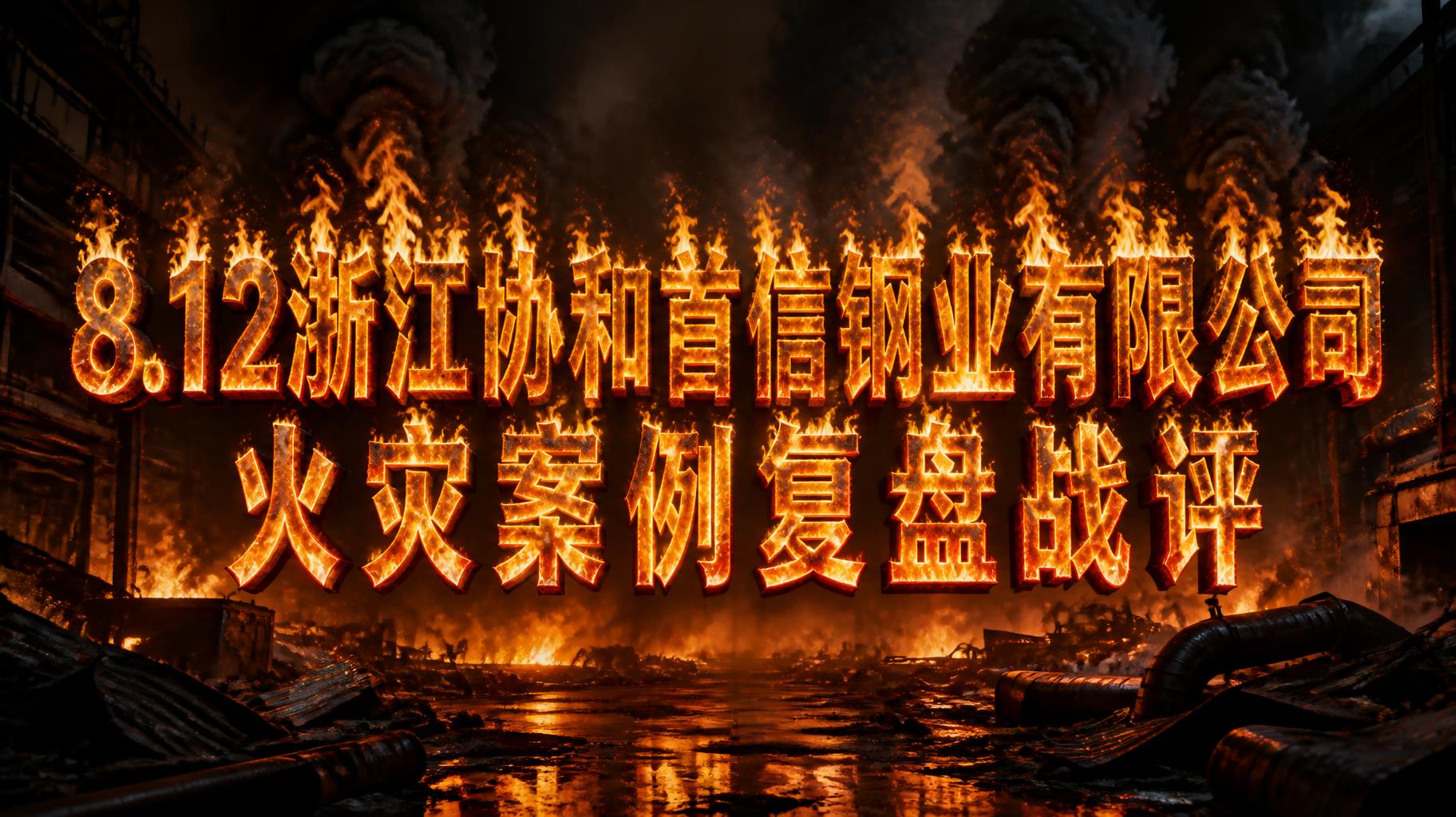 "8.12浙江协和首信钢业有限公司火灾案例复盘战评" — Fire Smoke | AI Text Effect Generator