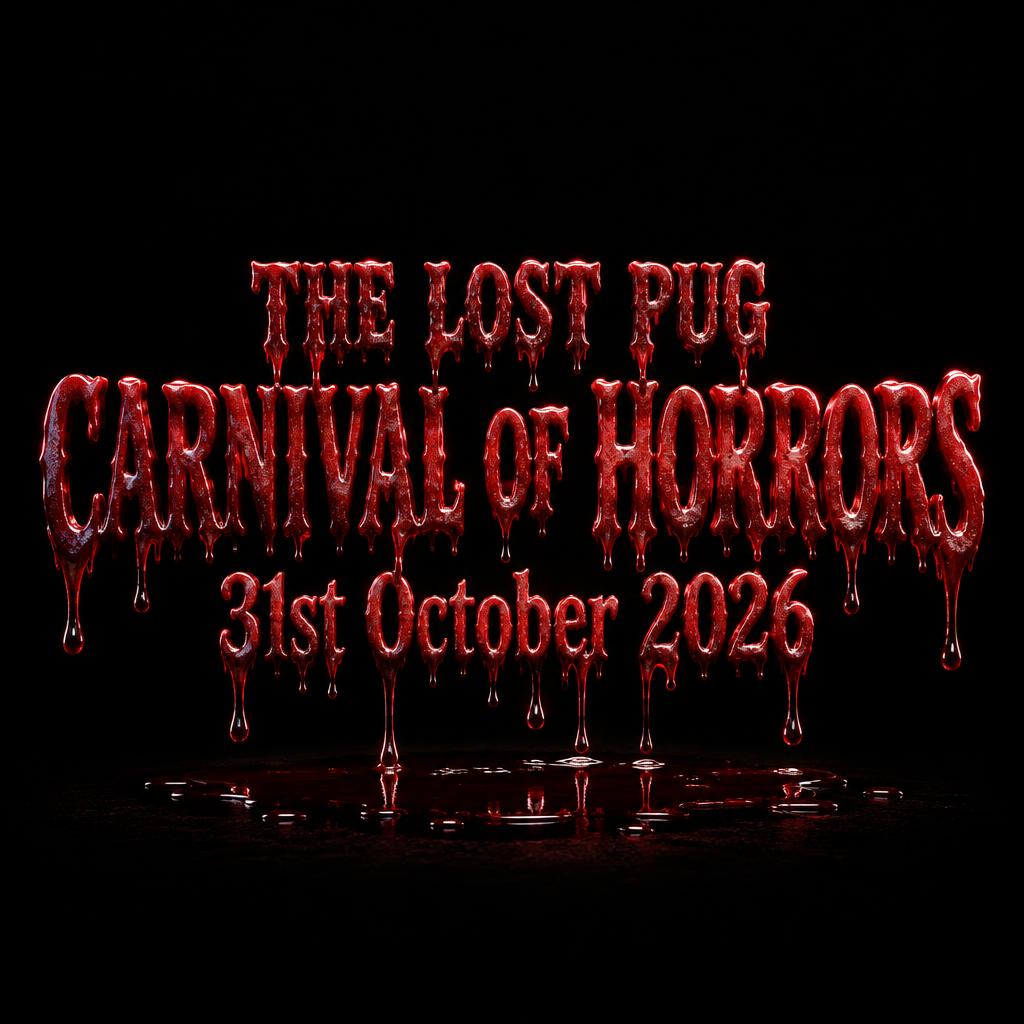 "THE LOST PUG
CARNIVAL OF HORRORS
31st October 2026" — Drip Font Blood | AI Text Effect Generator