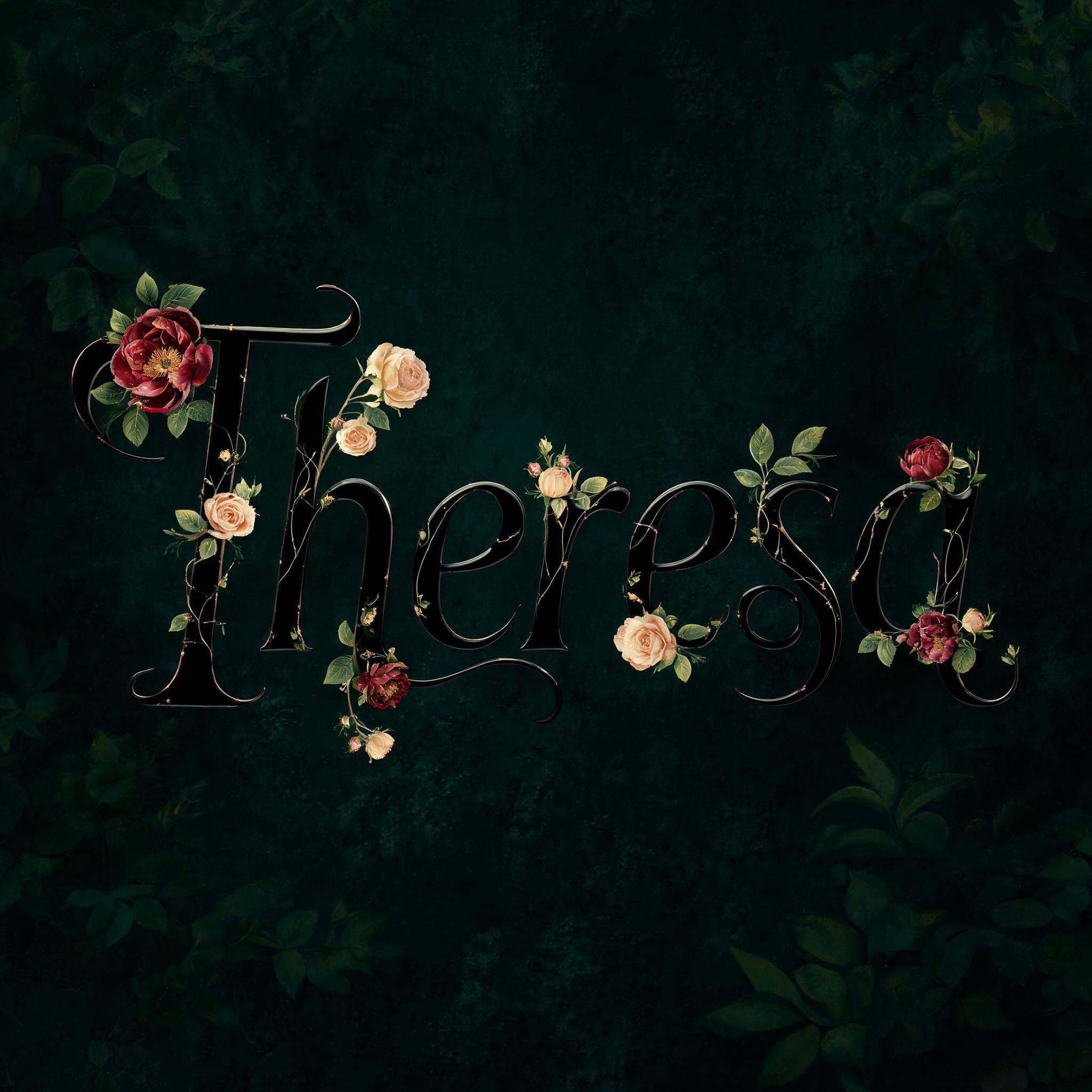 "Theresa" — Floral | AI Text Effect Generator