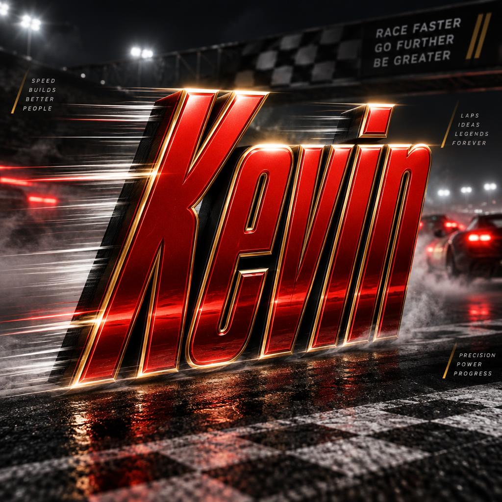 "Kevin" — Racing | AI Text Effect Generator