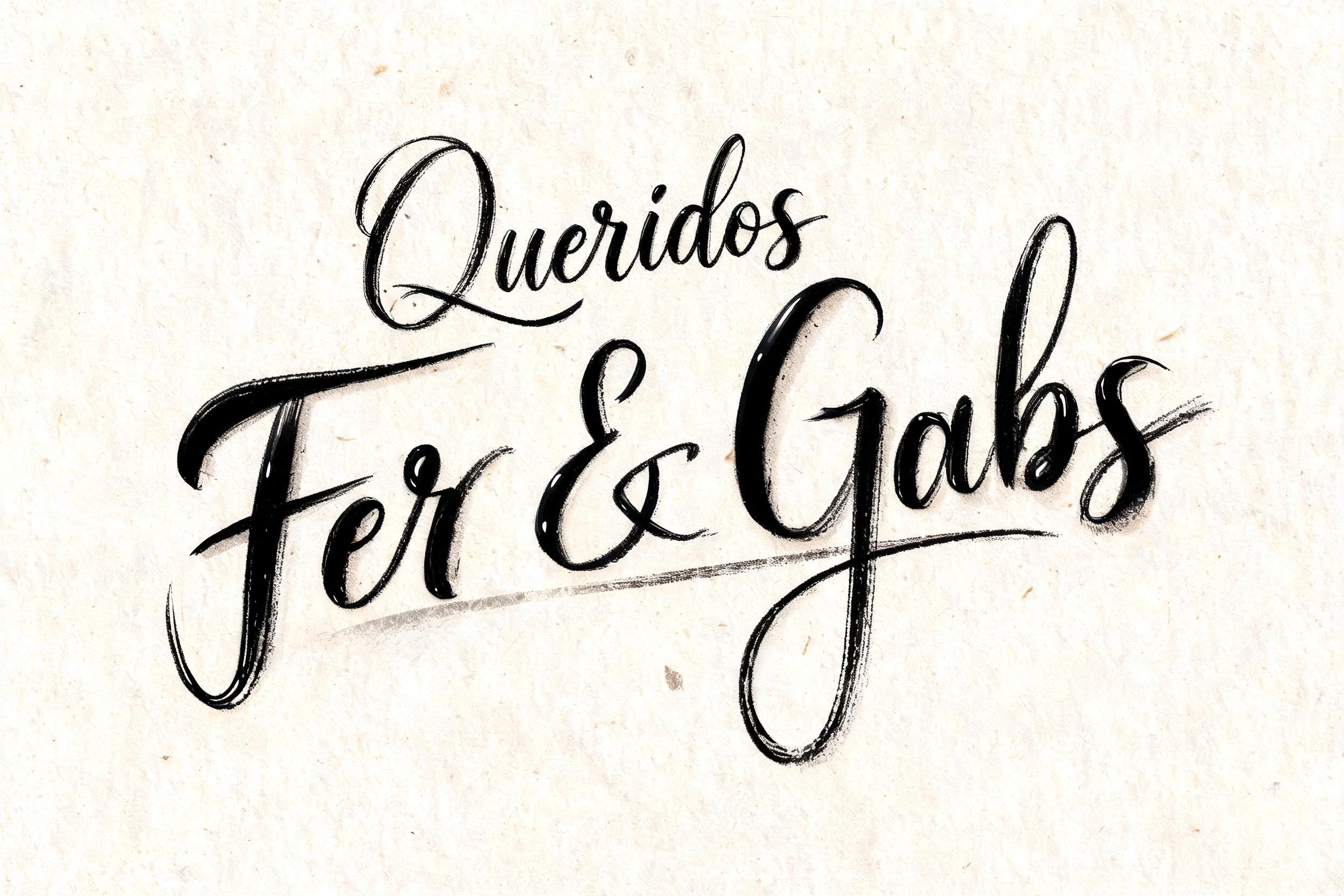 "Queridos Fer & Gabs" — Brush Stroke | AI Text Effect Generator