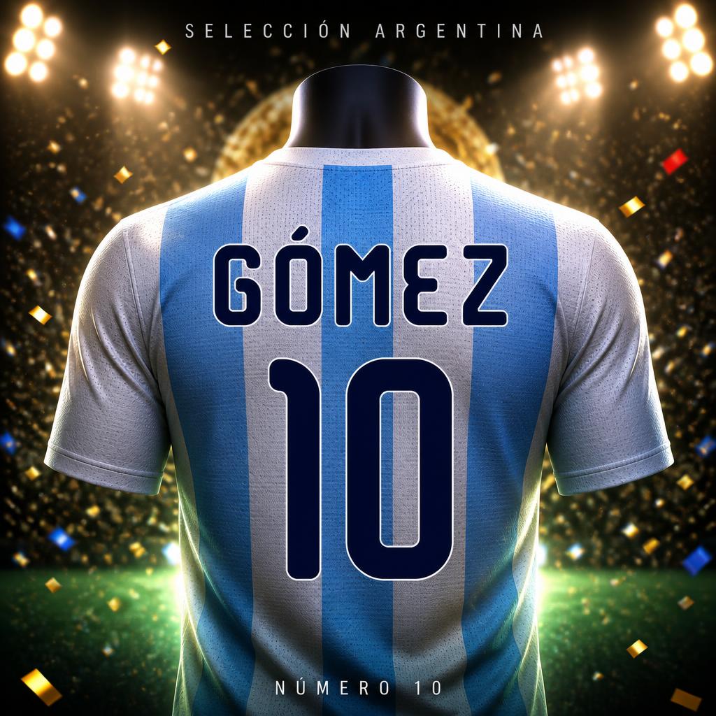 "GÓMEZ
10
SELECCIÓN ARGENTINA
NÚMERO 10" — Sports Football | AI Text Effect Generator