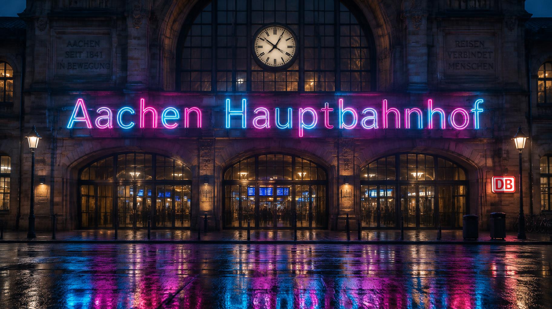"Aachen Hauptbahnhof" — Neon Glow | AI Text Effect Generator