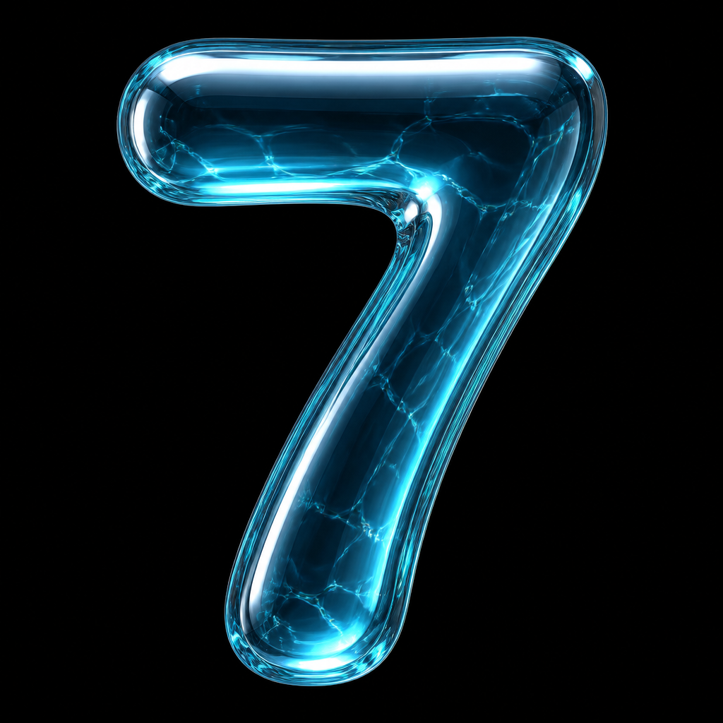 "7" — Glass Liquid | AI Text Effect Generator