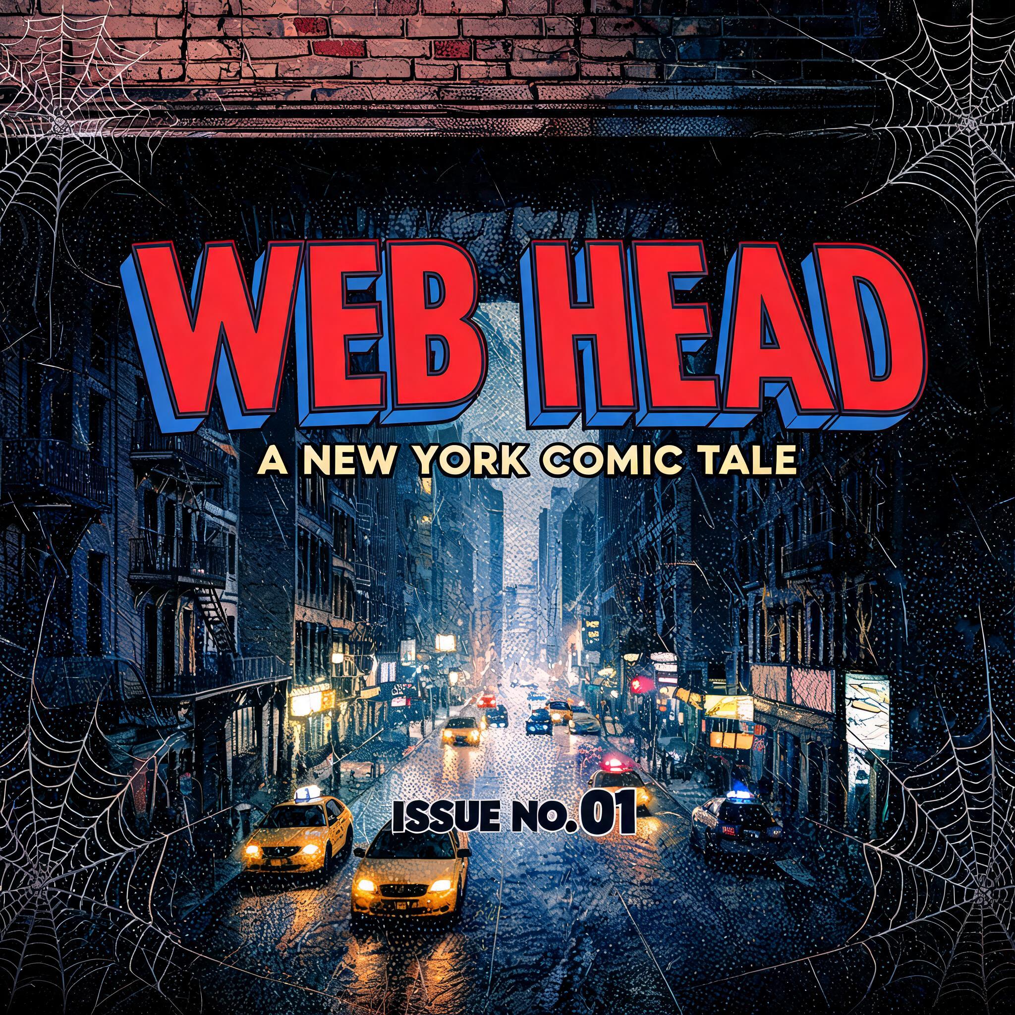"WEB HEAD
A NEW YORK COMIC TALE
ISSUE NO. 01" — Spider Hero | AI Text Effect Generator