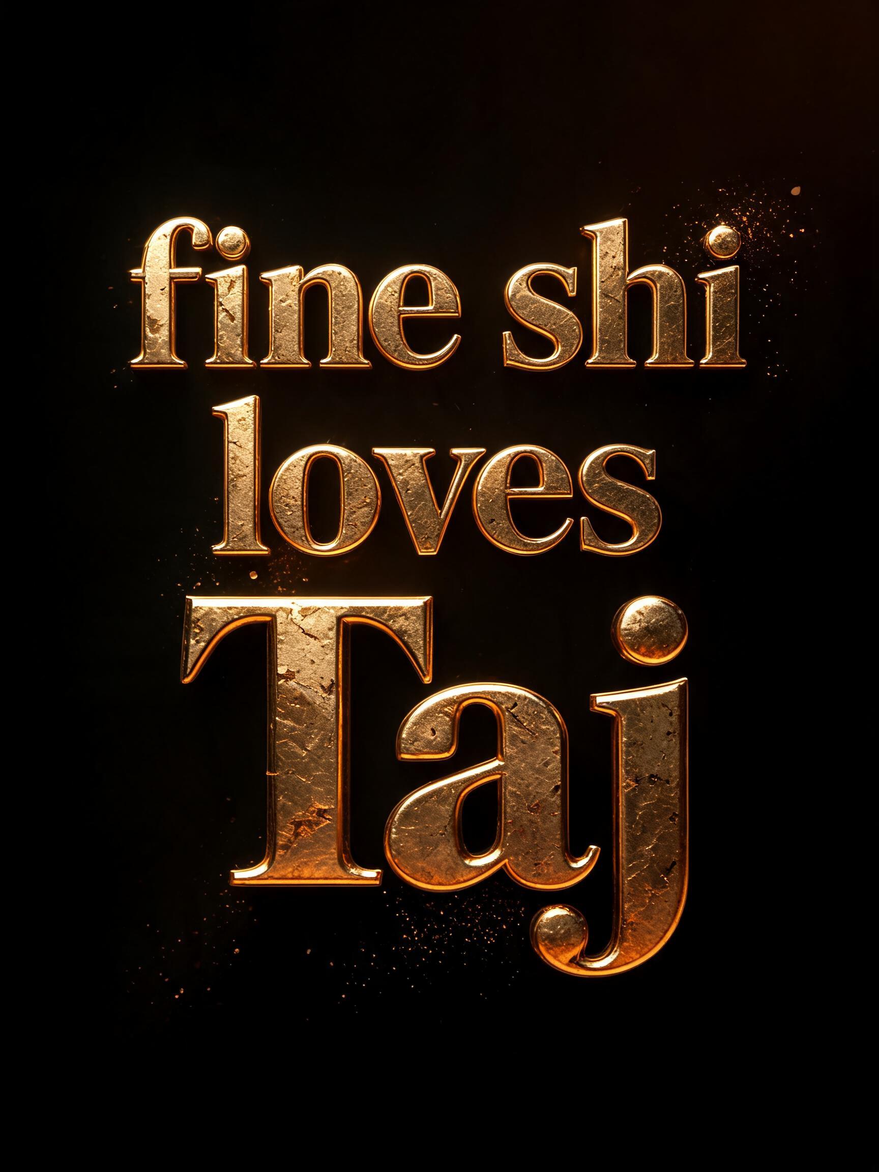 "fine shi loves Taj" — 3d Bold Gold | AI Text Effect Generator