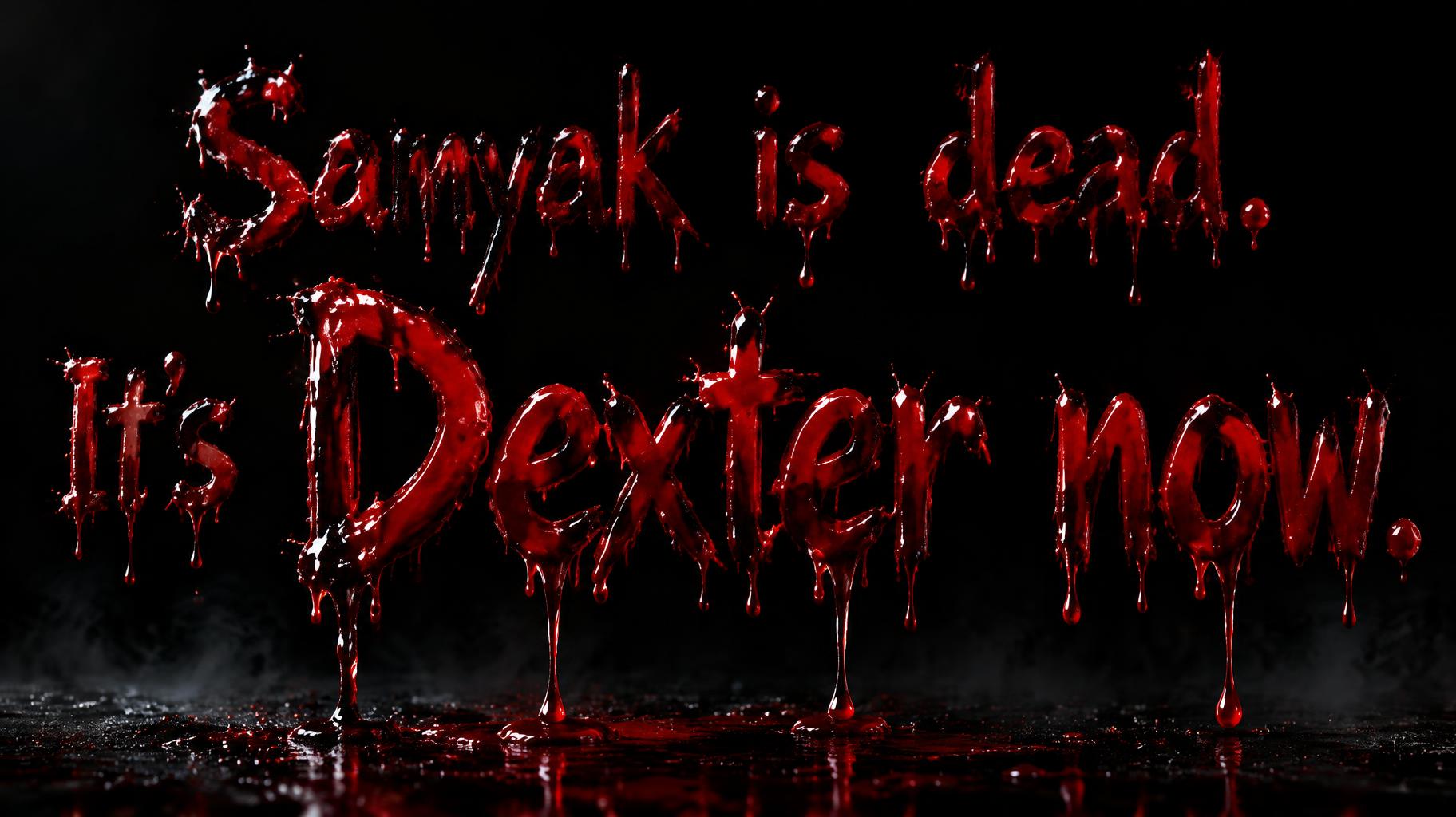 "Samyak is dead. It's Dexter now." — Drip Font Blood | AI Text Effect Generator