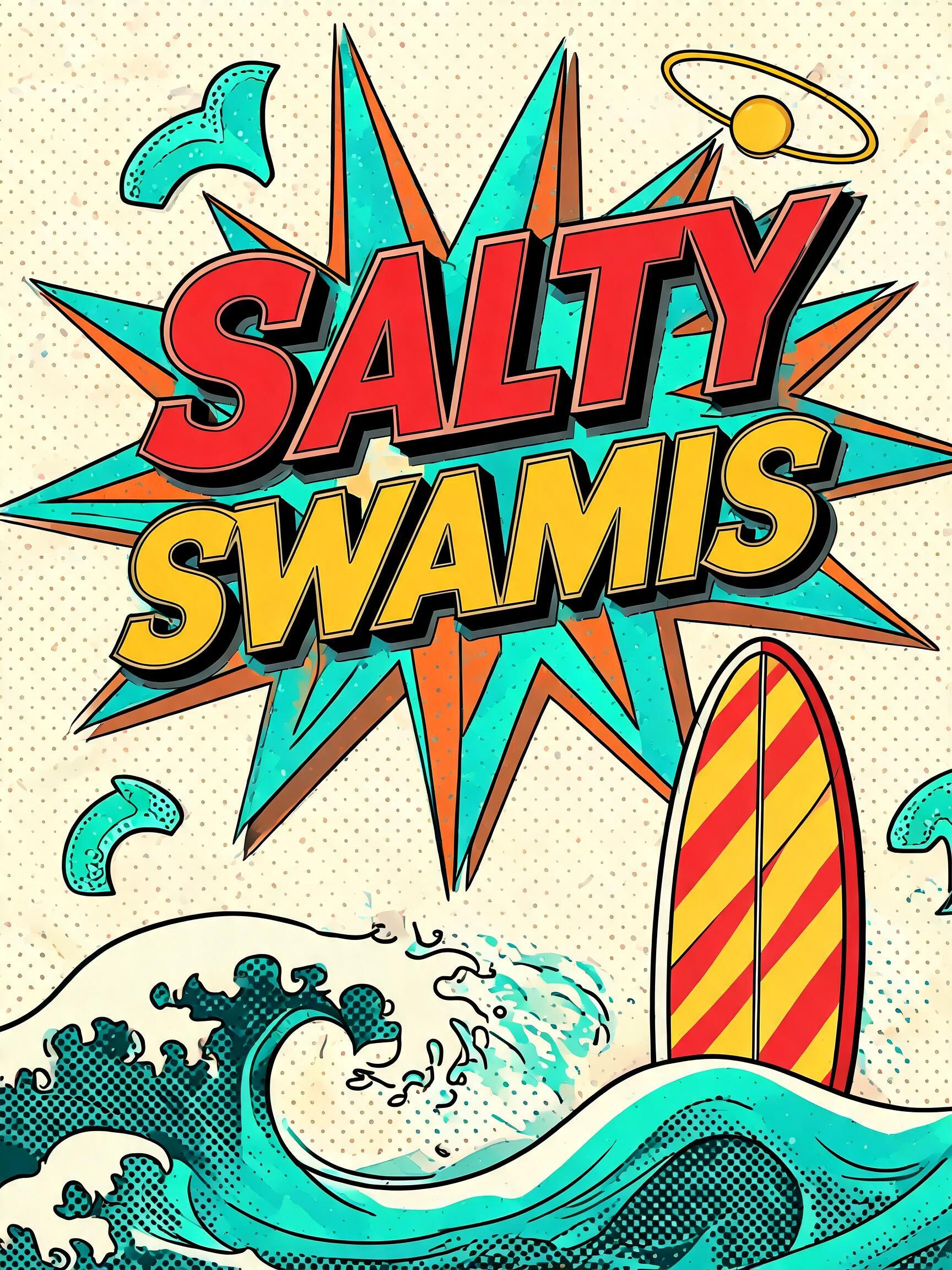 "SALTY SWAMIS" — Retro Pop text effect
