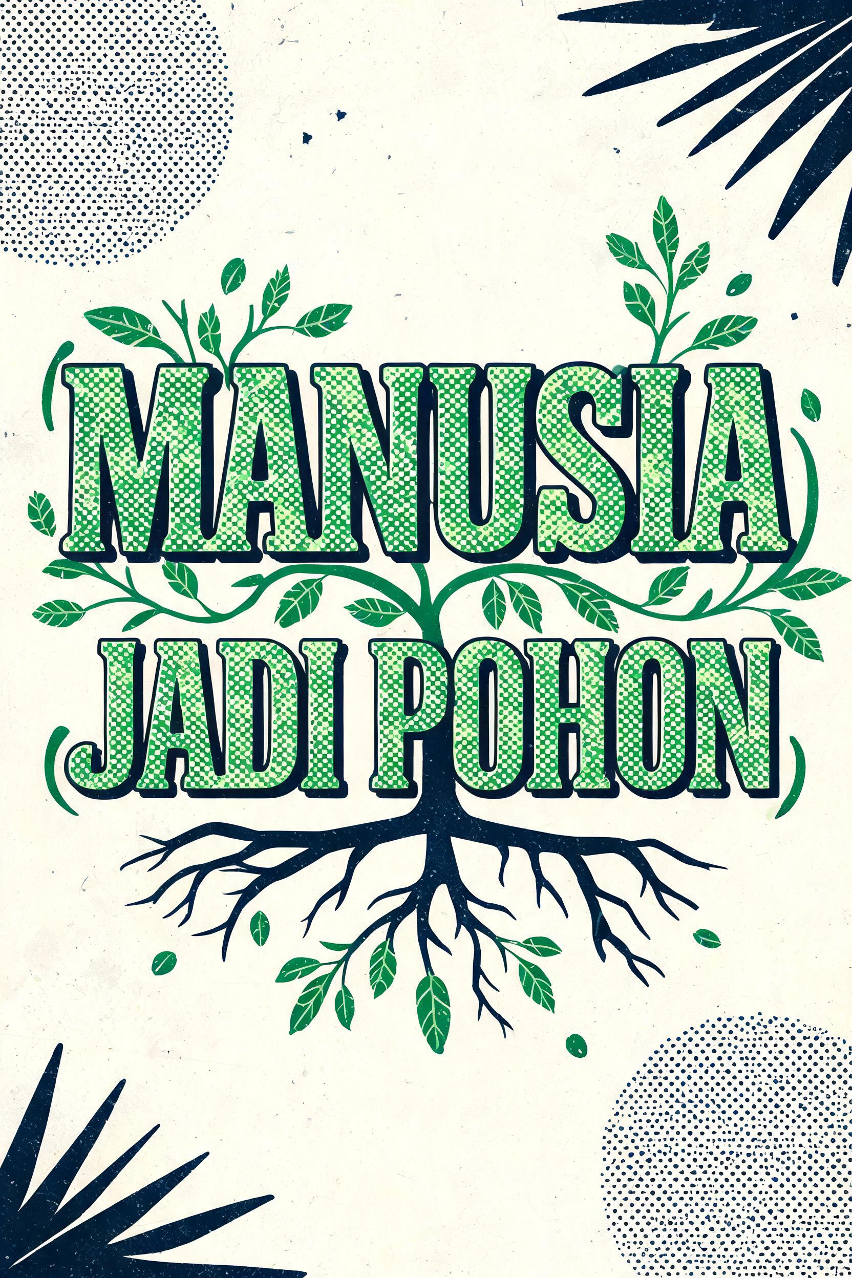 "MANUSIA
JADI POHON" — Duotone text effect