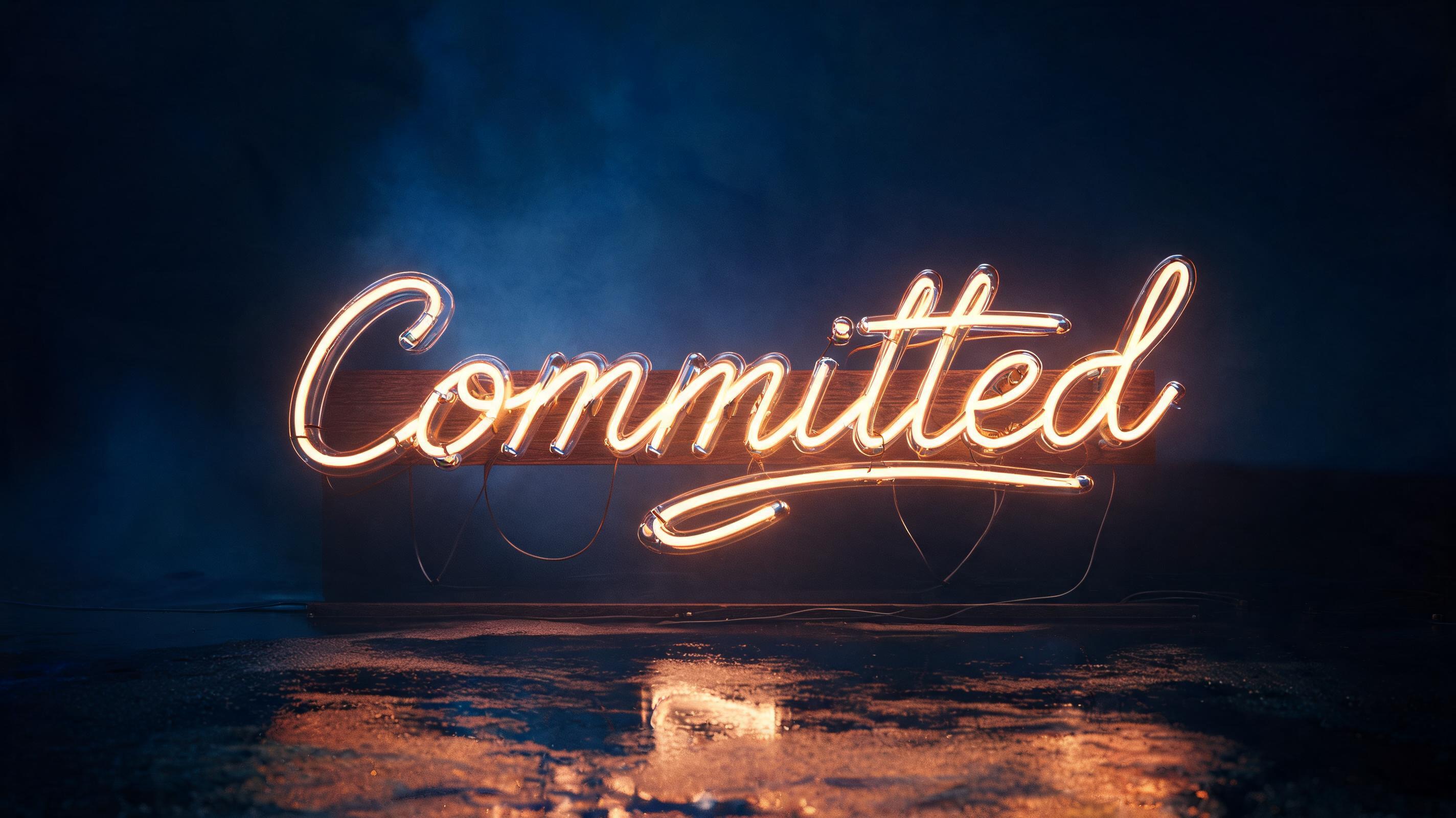"Committed" — Neon Glow text effect