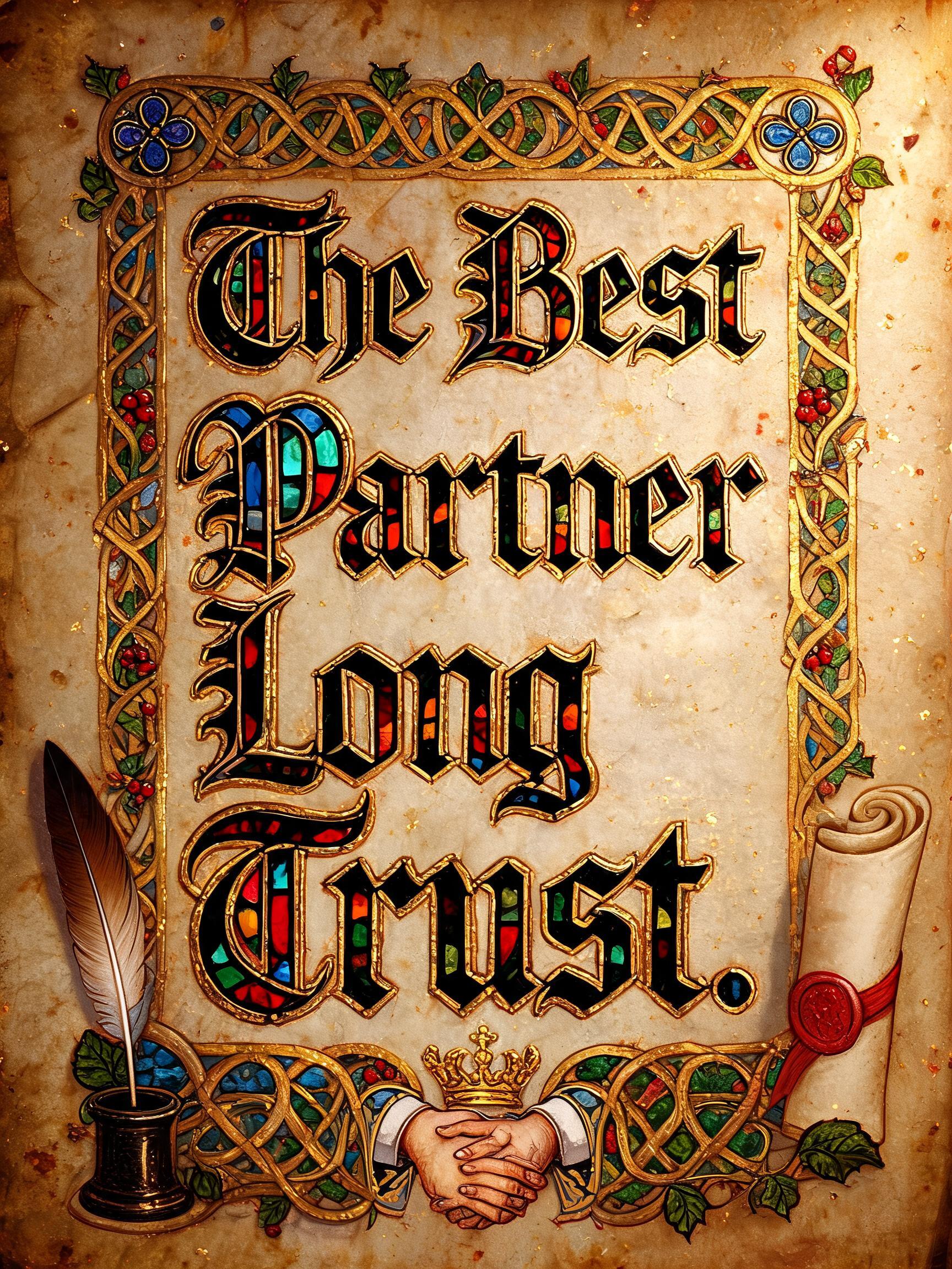 "The Best Partner Long Trust. " — Medieval text effect