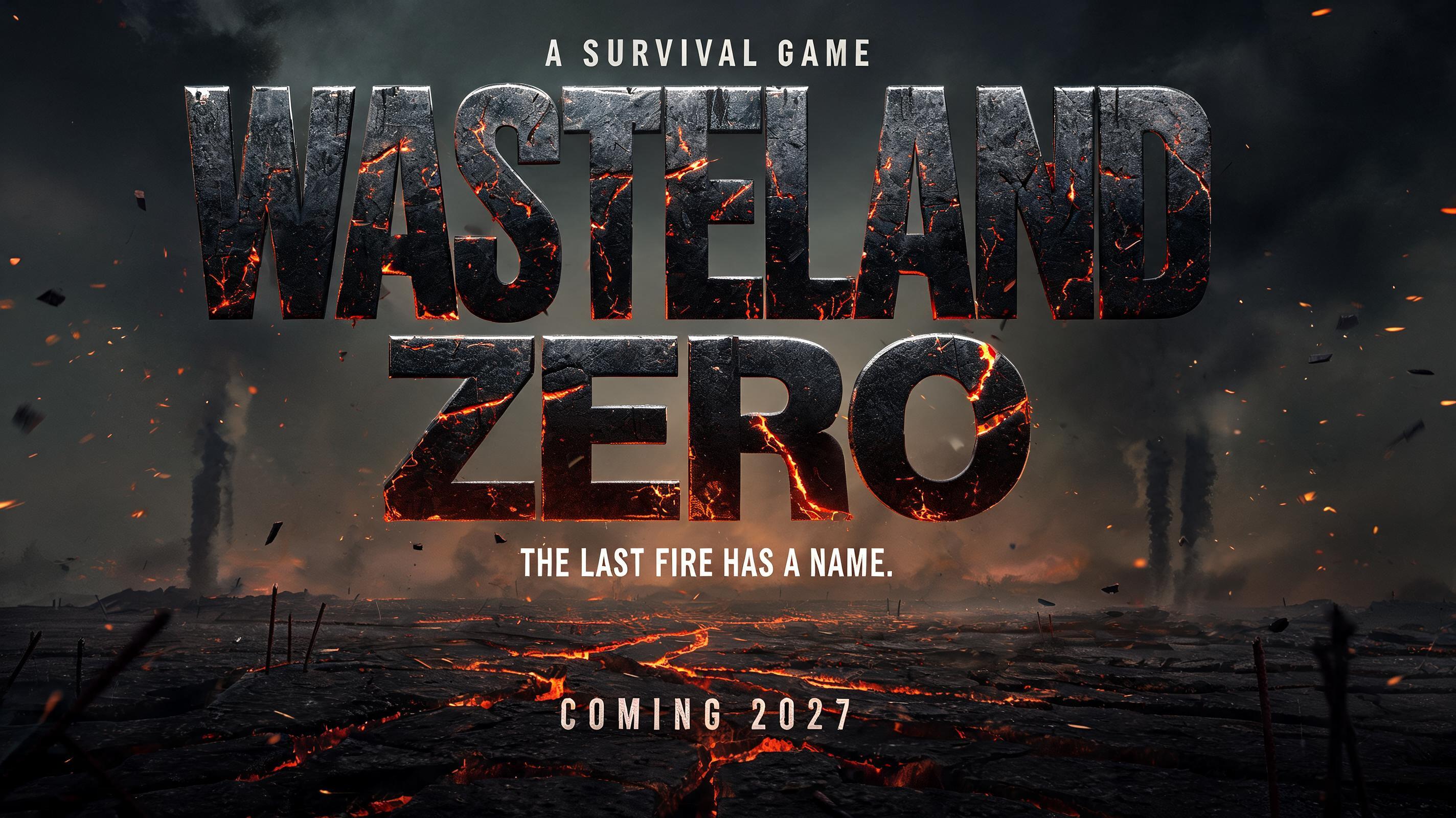 "Design a game title for my survival game Wasteland Zero" — Post Apocalyptic text effect