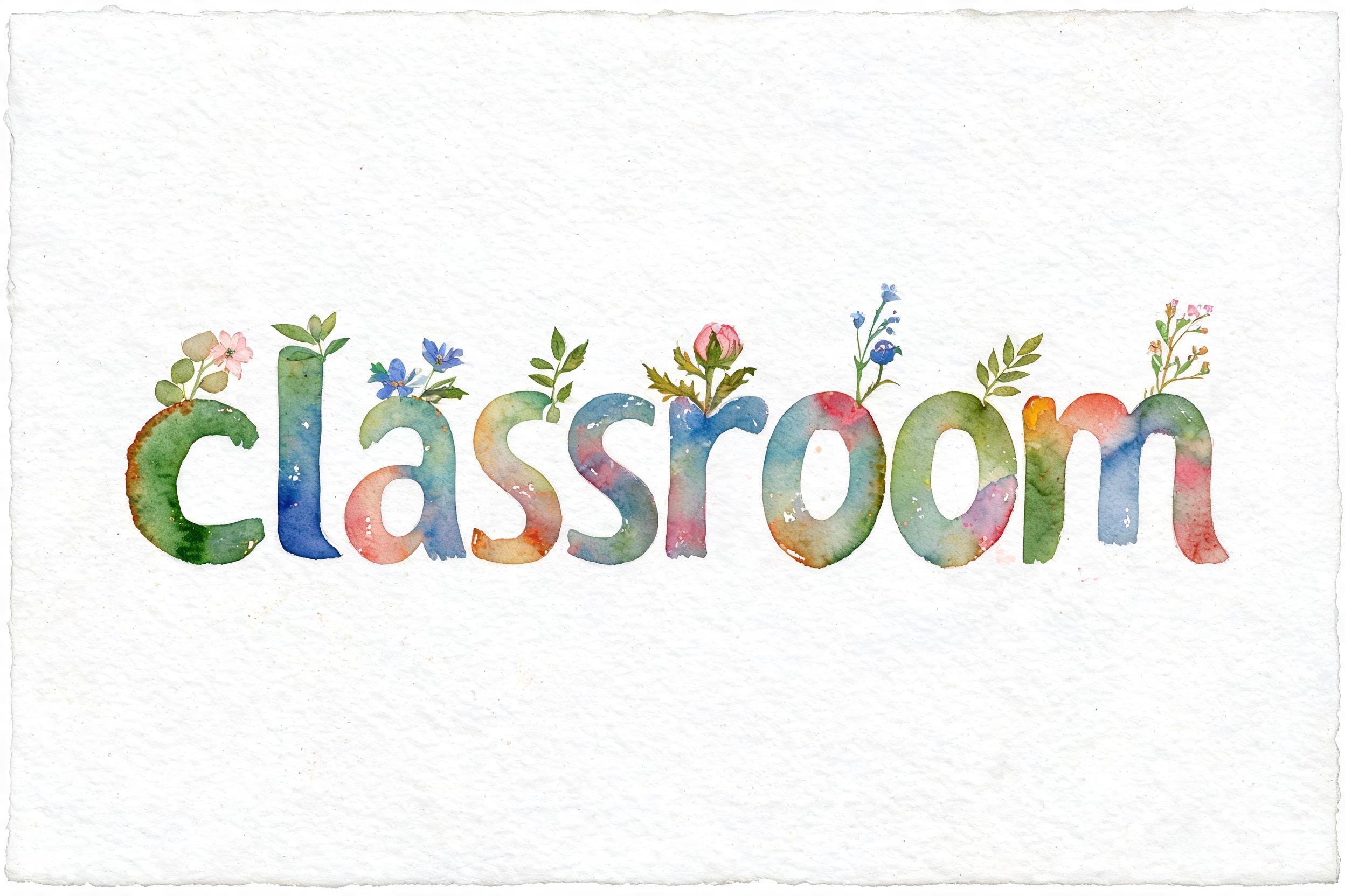"classroom" — Watercolor | AI Text Effect Generator