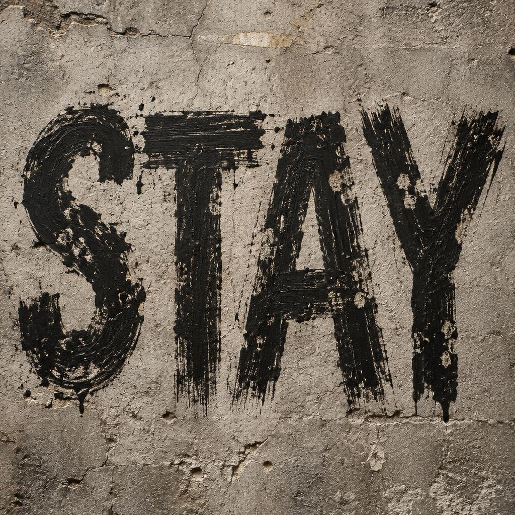 "STAY" — Brush Dry text effect