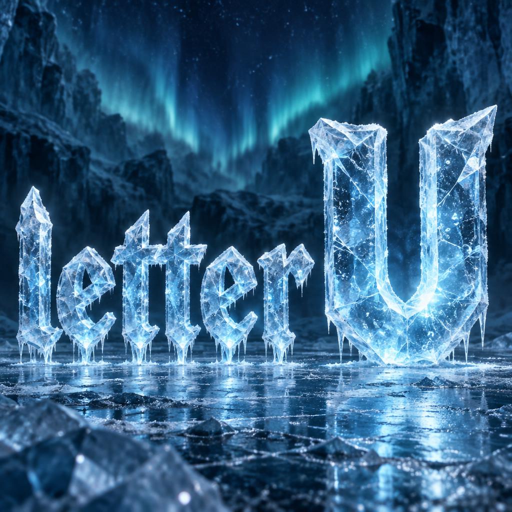 "letter U" — Glass Frozen | AI Text Effect Generator