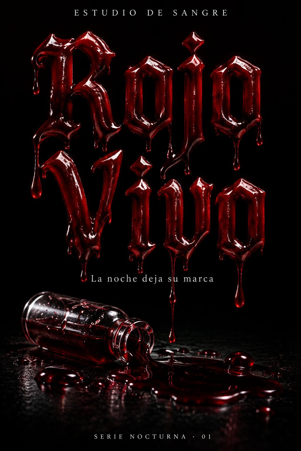 "Rojo Vivo
ESTUDIO DE SANGRE
La noche deja su marca
SERIE NOCTURNA · 01" — Drip Font Blood | AI Text Effect Generator