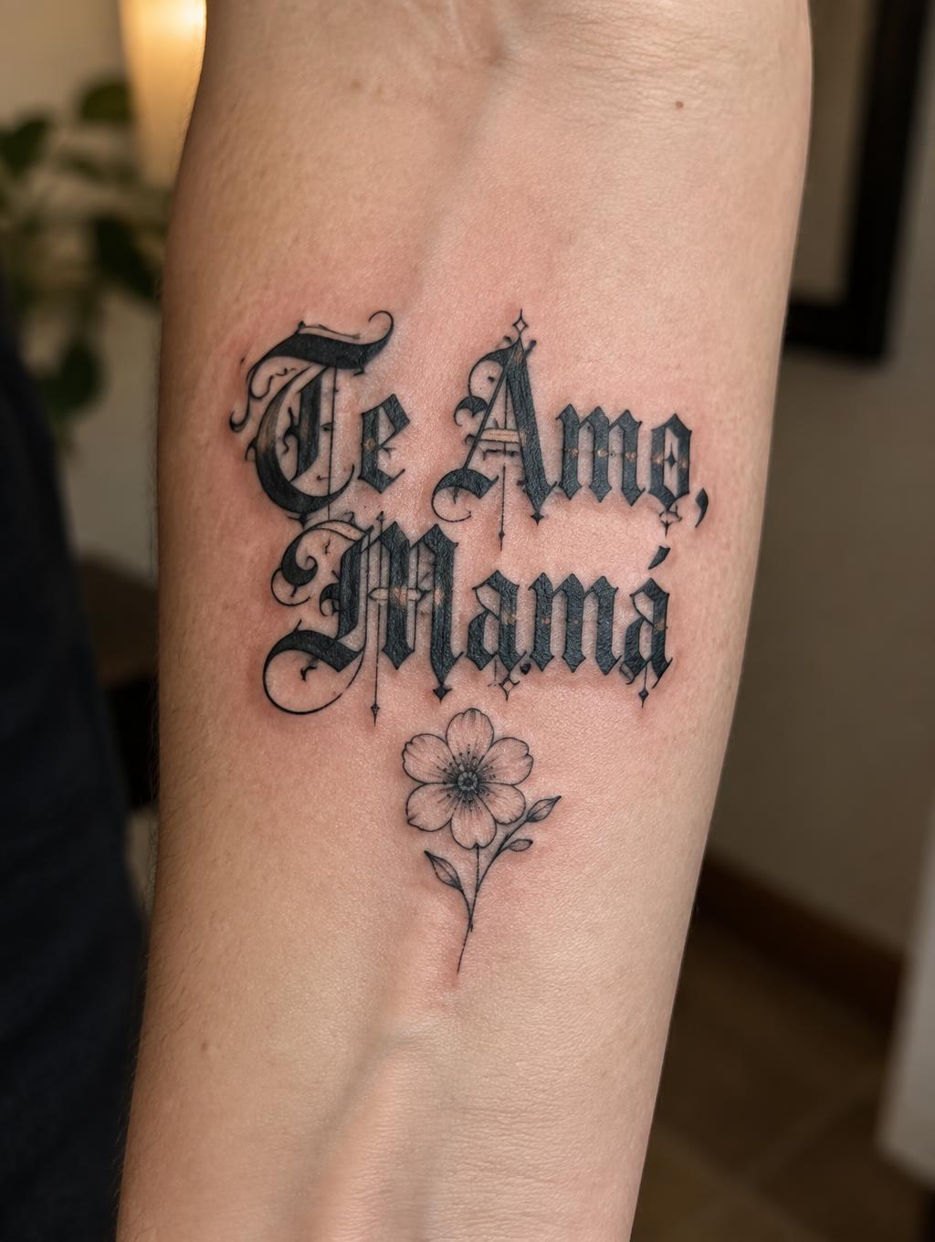 "Te Amo, Mamá" — Tattoo | AI Text Effect Generator