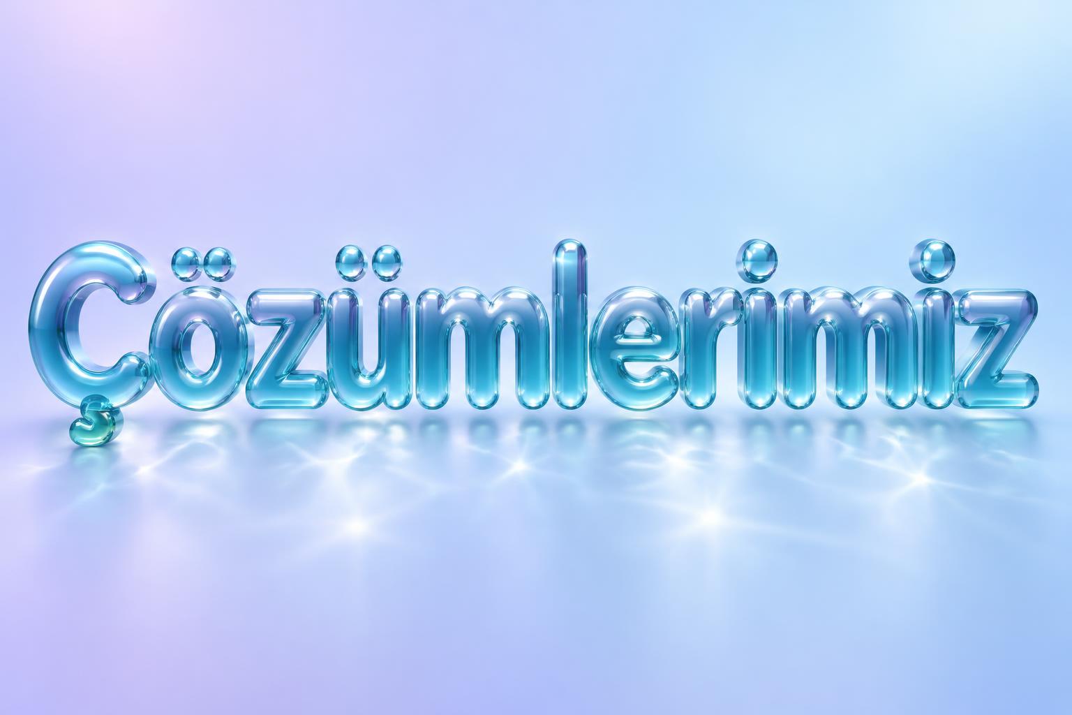 "Çözümlerimiz" — Glass Liquid | AI Text Effect Generator