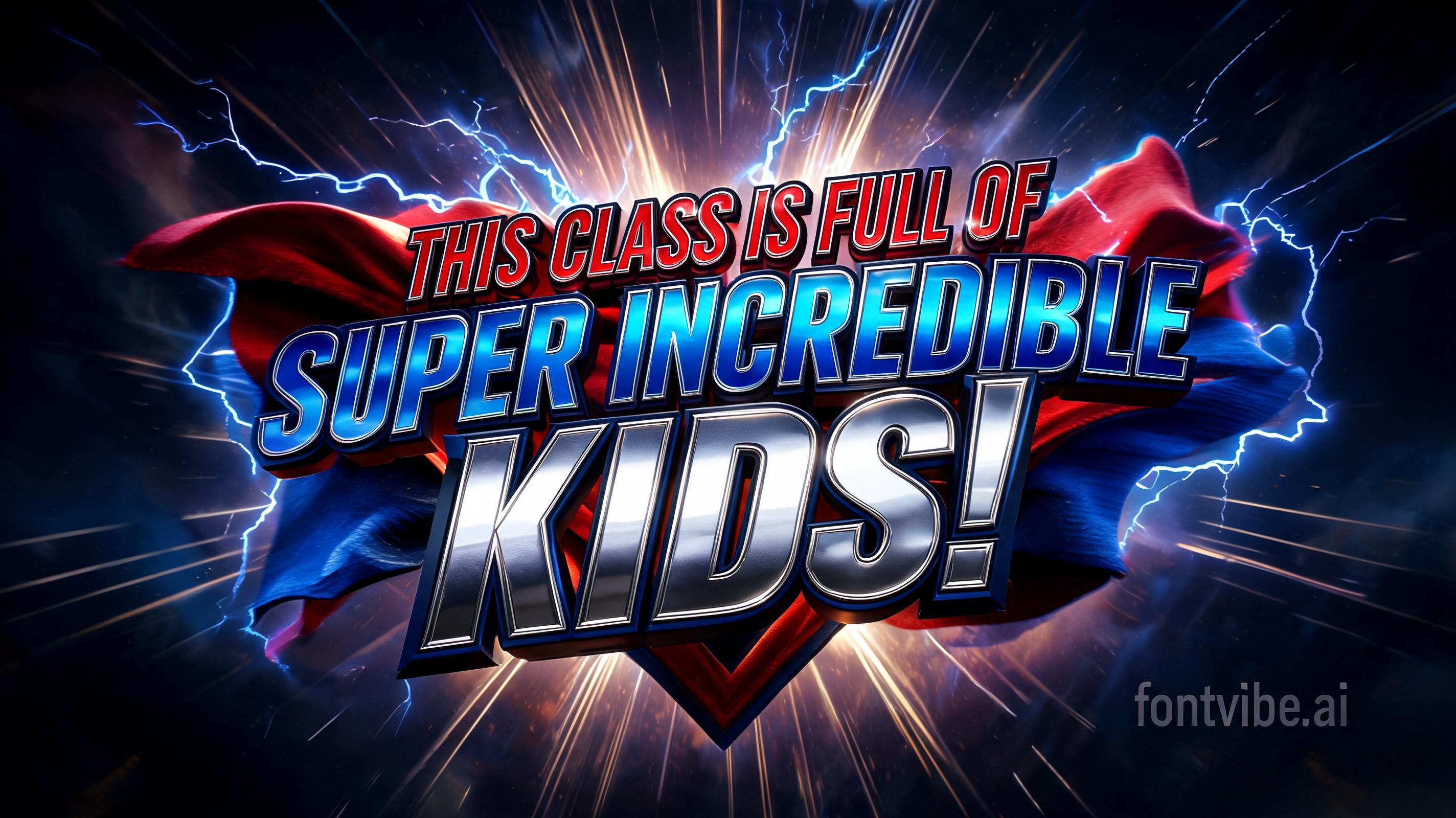 "THIS CLASS IS FULL OF SUPER INCREDIBLE KIDS!" — Superhero | AI Text Effect Generator