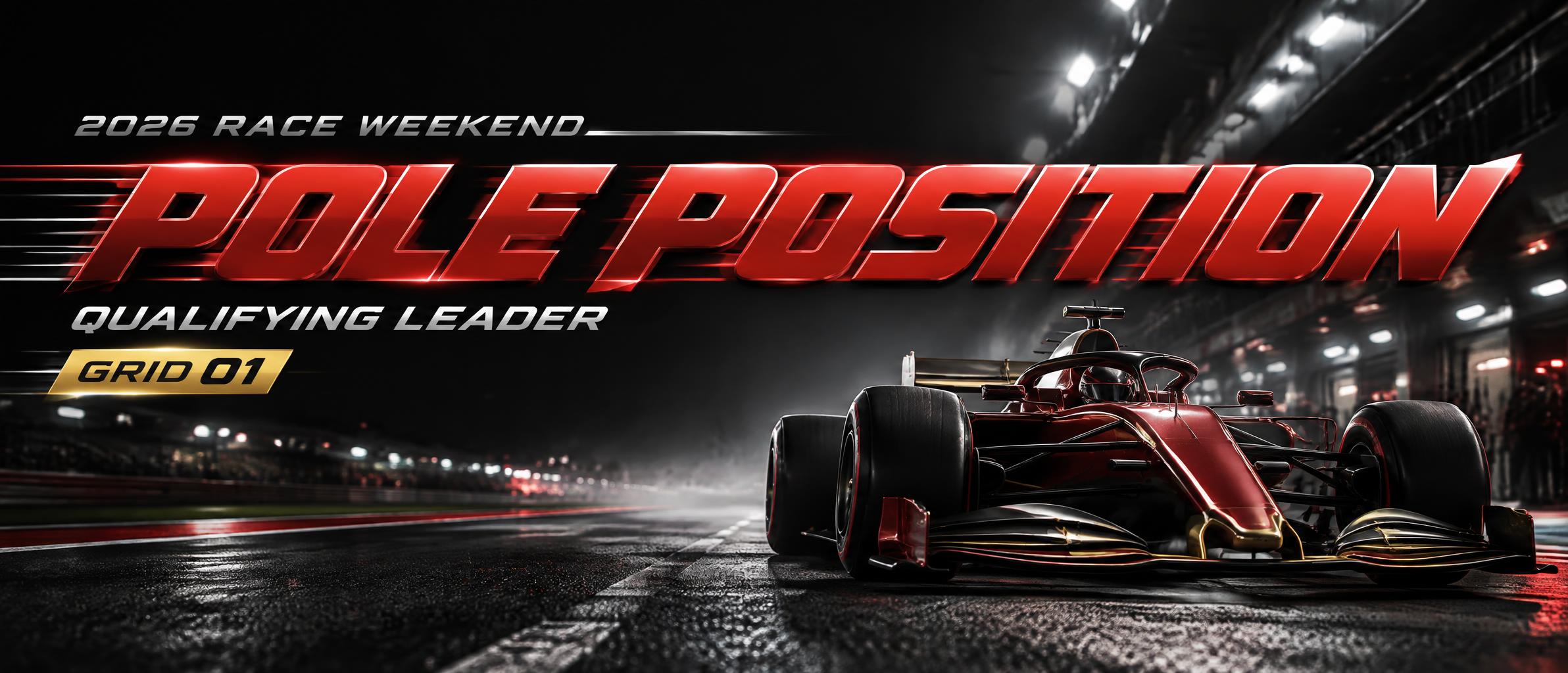 "POLE POSITION
QUALIFYING LEADER
GRID 01
2026 RACE WEEKEND" — Racing | AI Text Effect Generator