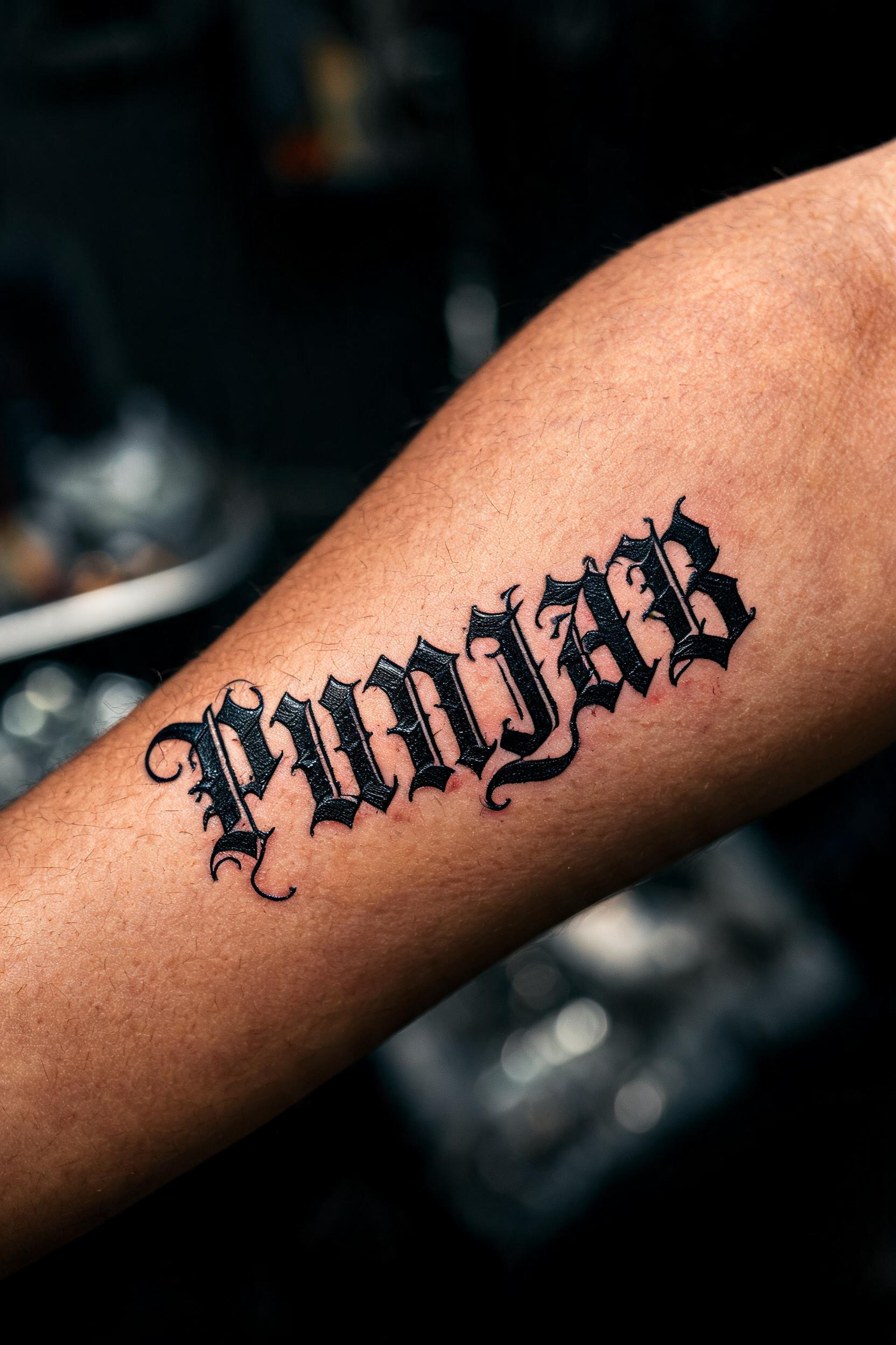 "Punjab" — Tattoo text effect
