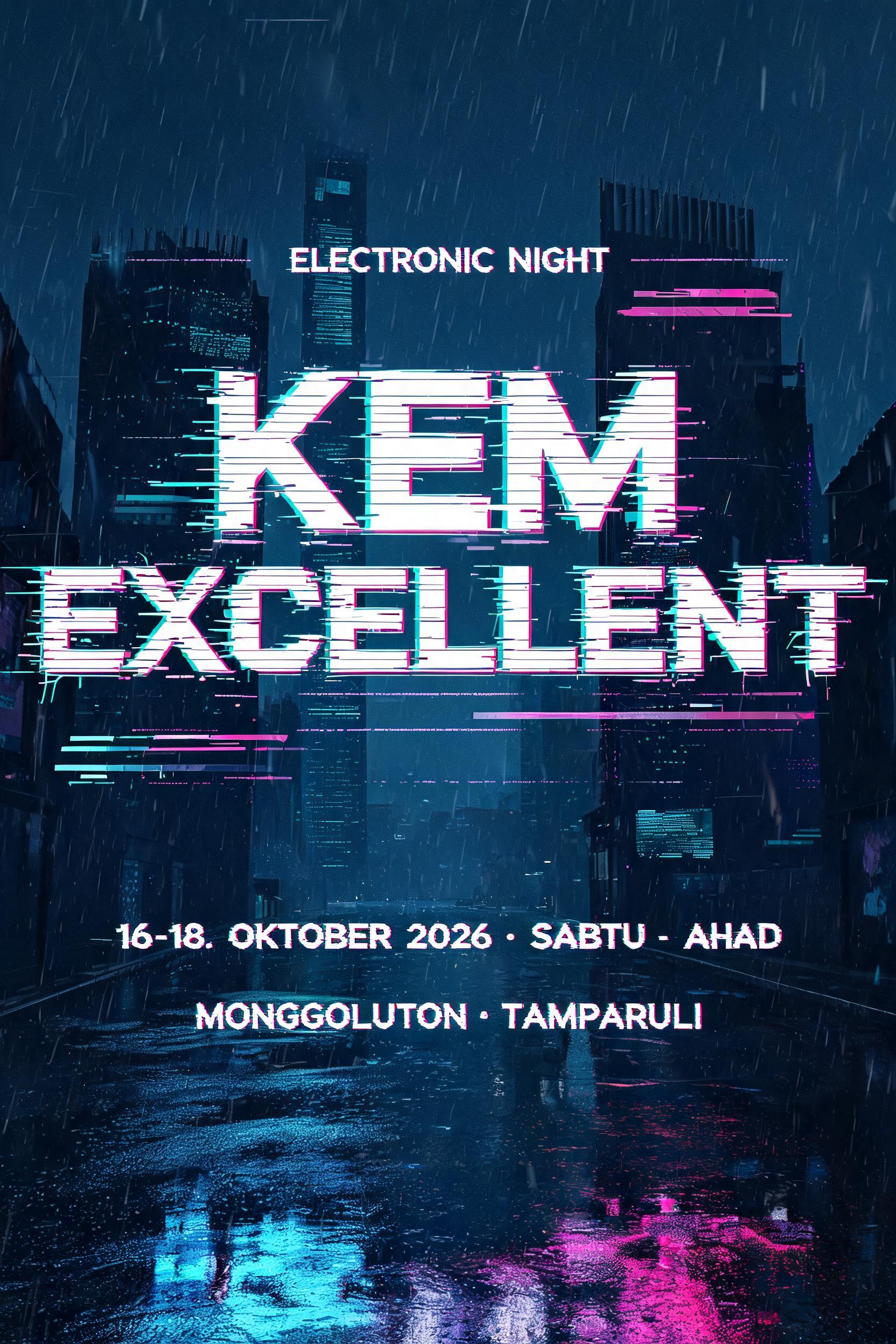 ELECTRONIC NIGHT
KEM
EXCELLENT
16-18. OKTOBER 2026 · SABTU - AHAD
MONGGOLUTON· TAMPARULI