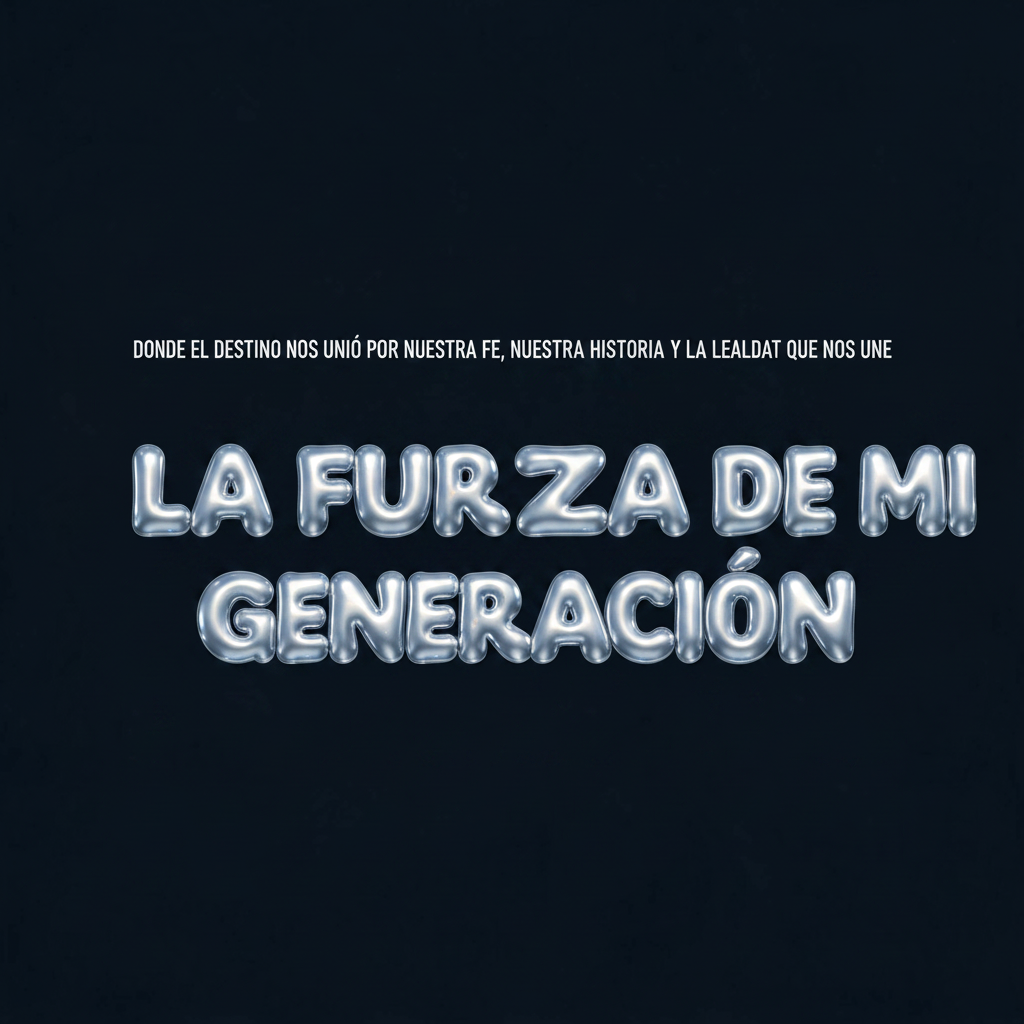 "Donde el destino nos unio Por nuestra fe, nuestra historia y la lealtad que nos une LA FUERZA DE MI GENERACION" — Chrome Metal 3d | AI Text Effect Generator