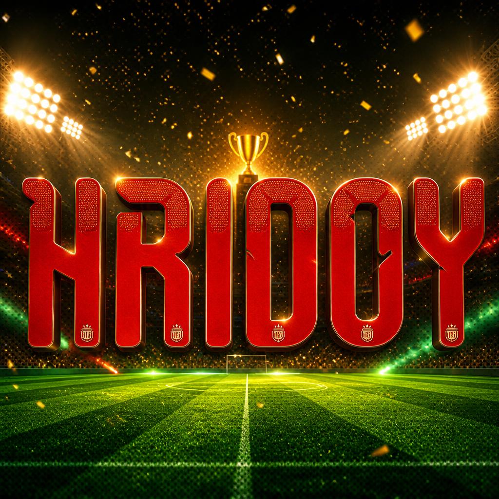 "HRIDOY" — Sports Football | AI Text Effect Generator