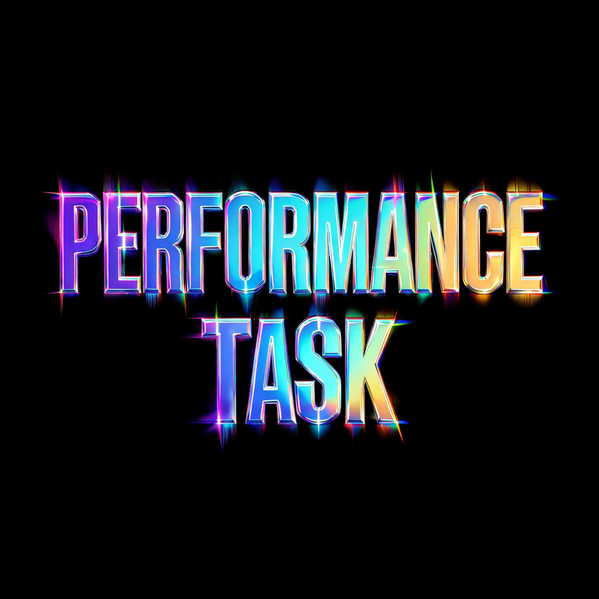 "PERFORMANCE TASK" — Holographic text effect