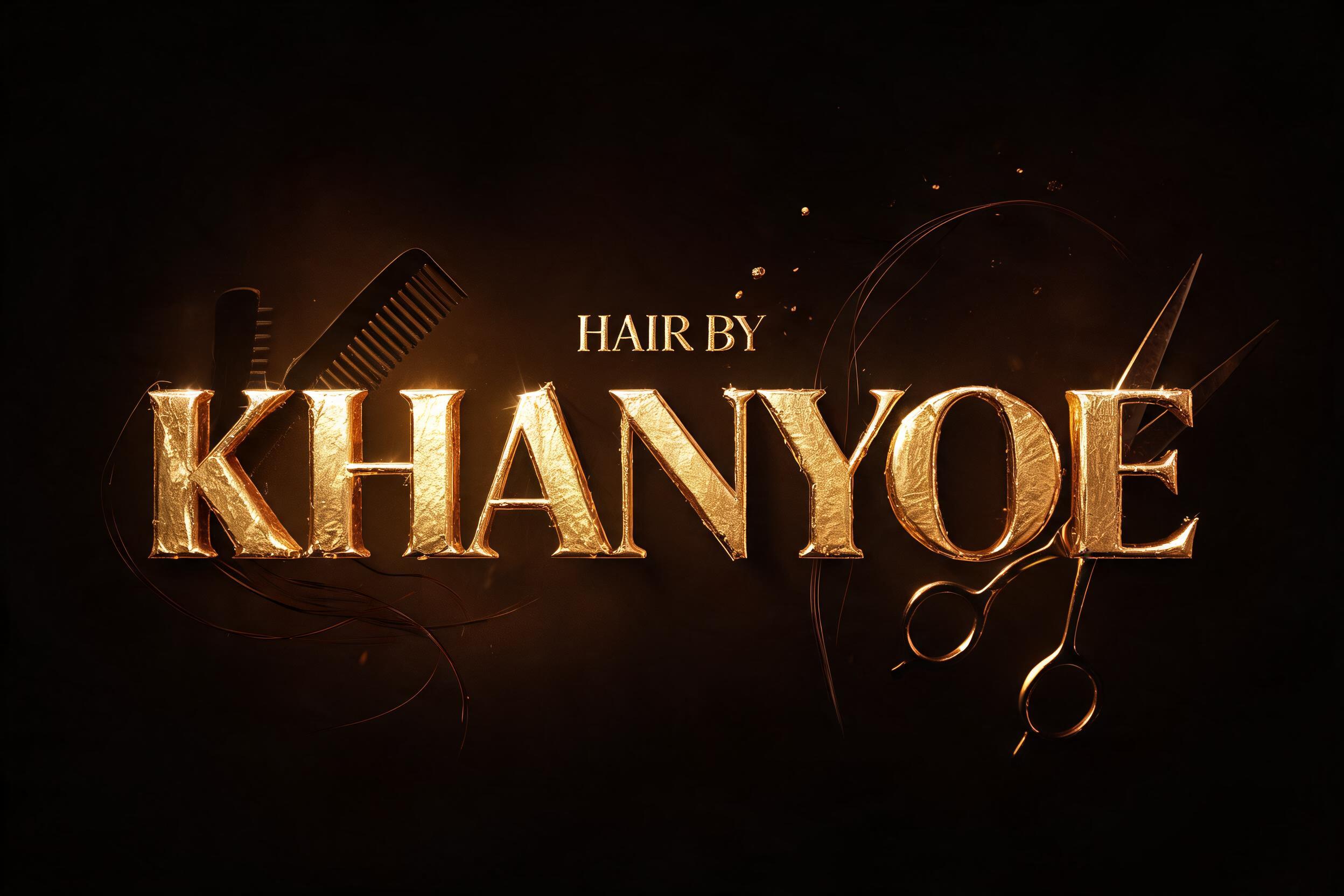 "HAIR BY KHANYOE" — 3d Bold Gold | AI Text Effect Generator
