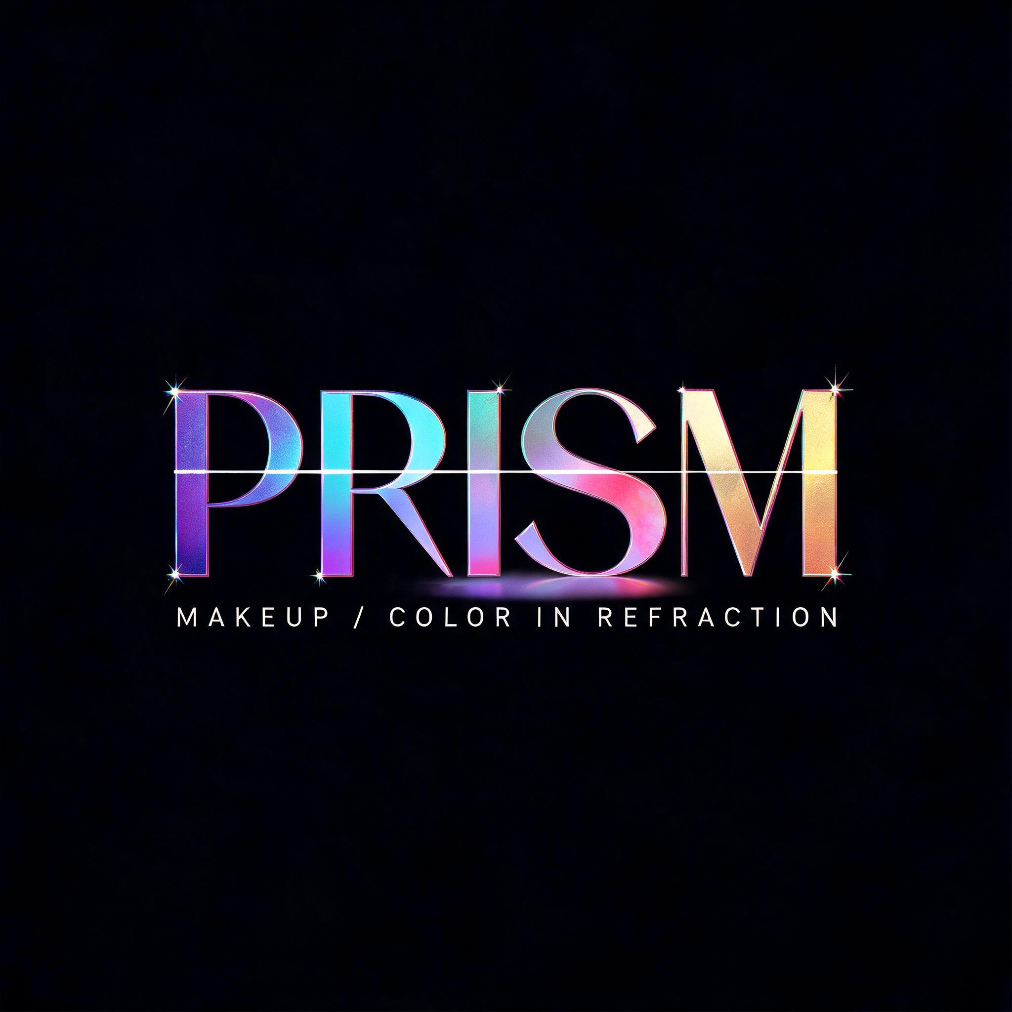 "Design a beauty brand logo for the makeup line Prism" — Holographic | AI Text Effect Generator