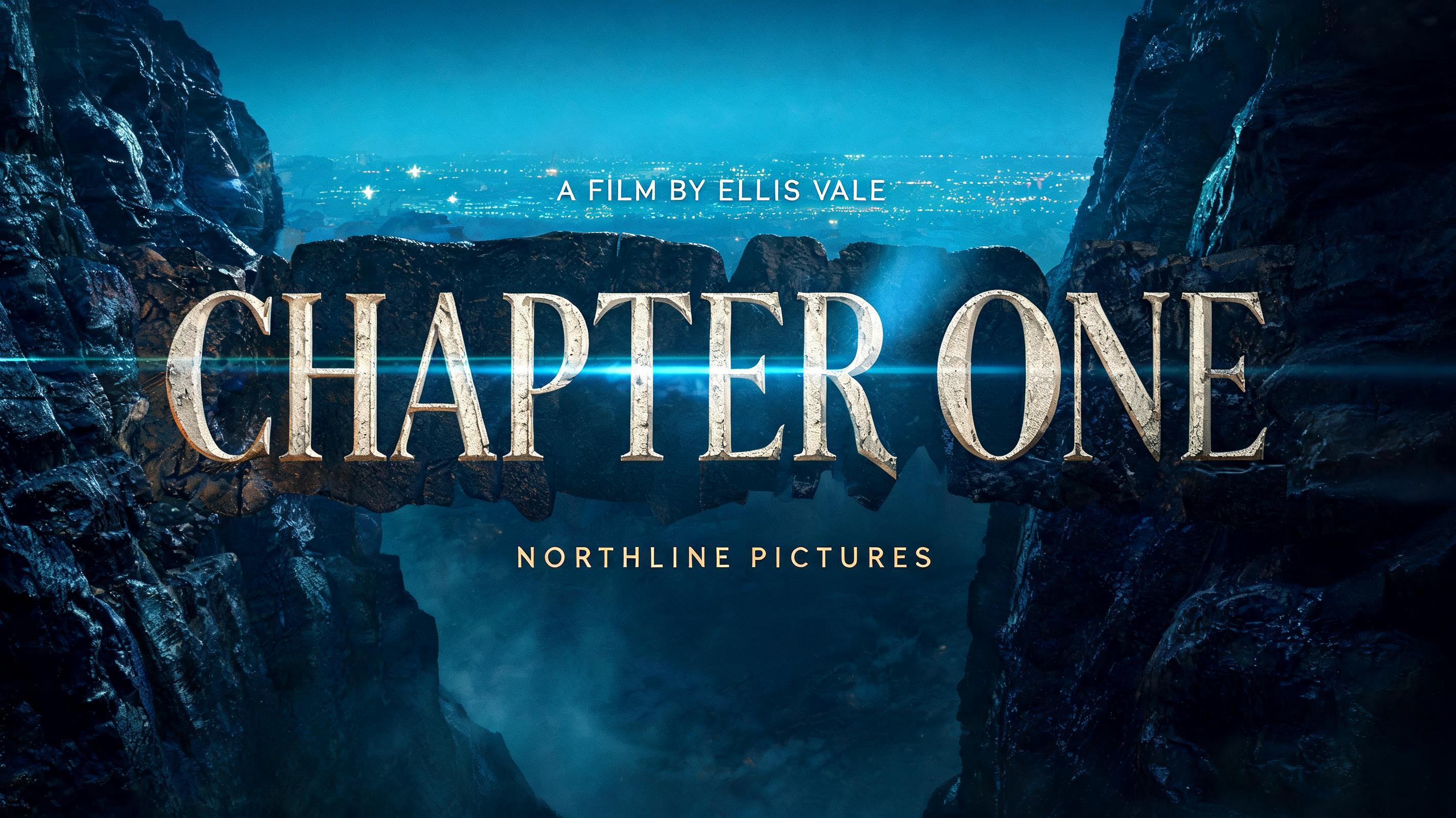 "CHAPTER ONE
A FILM BY ELLIS VALE
NORTHLINE PICTURES" — Cinematic Netflix | AI Text Effect Generator