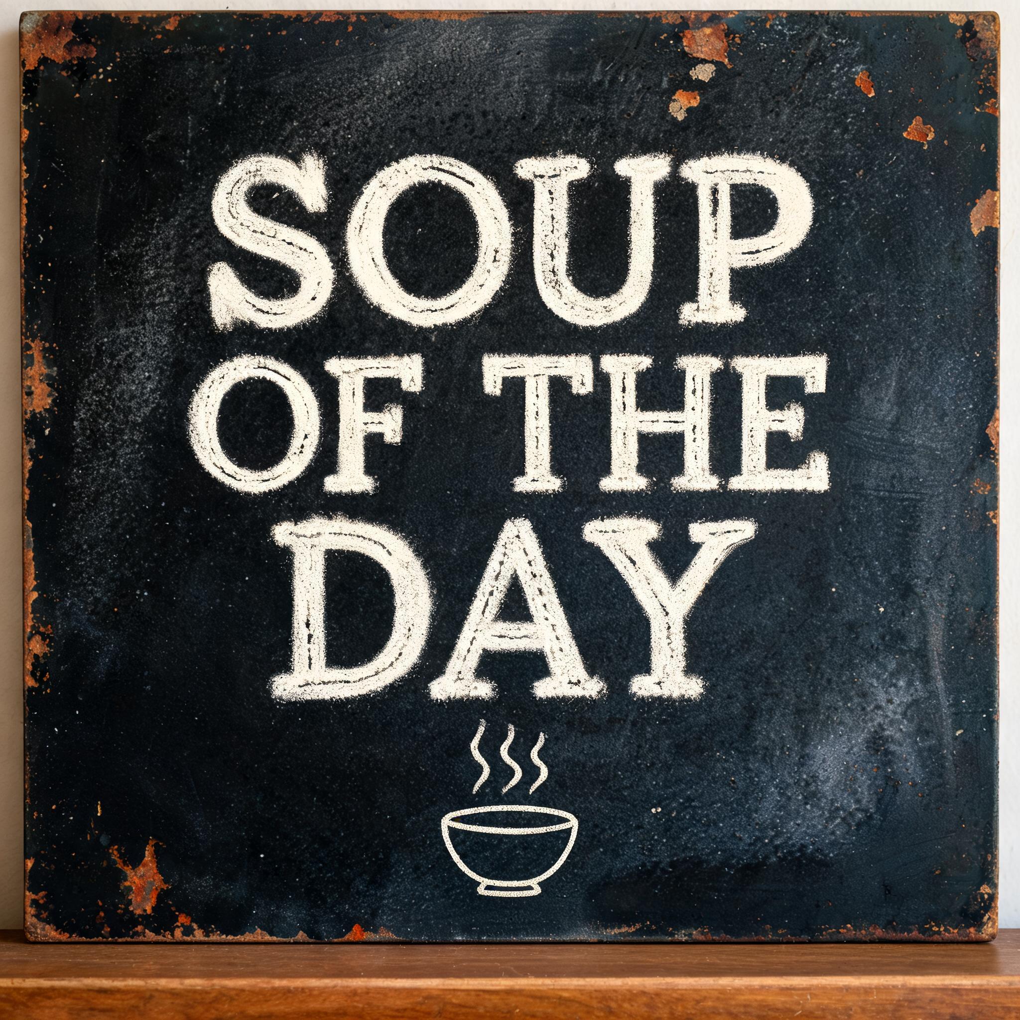 "SOUP OF THE DAY" — Vintage | AI Text Effect Generator