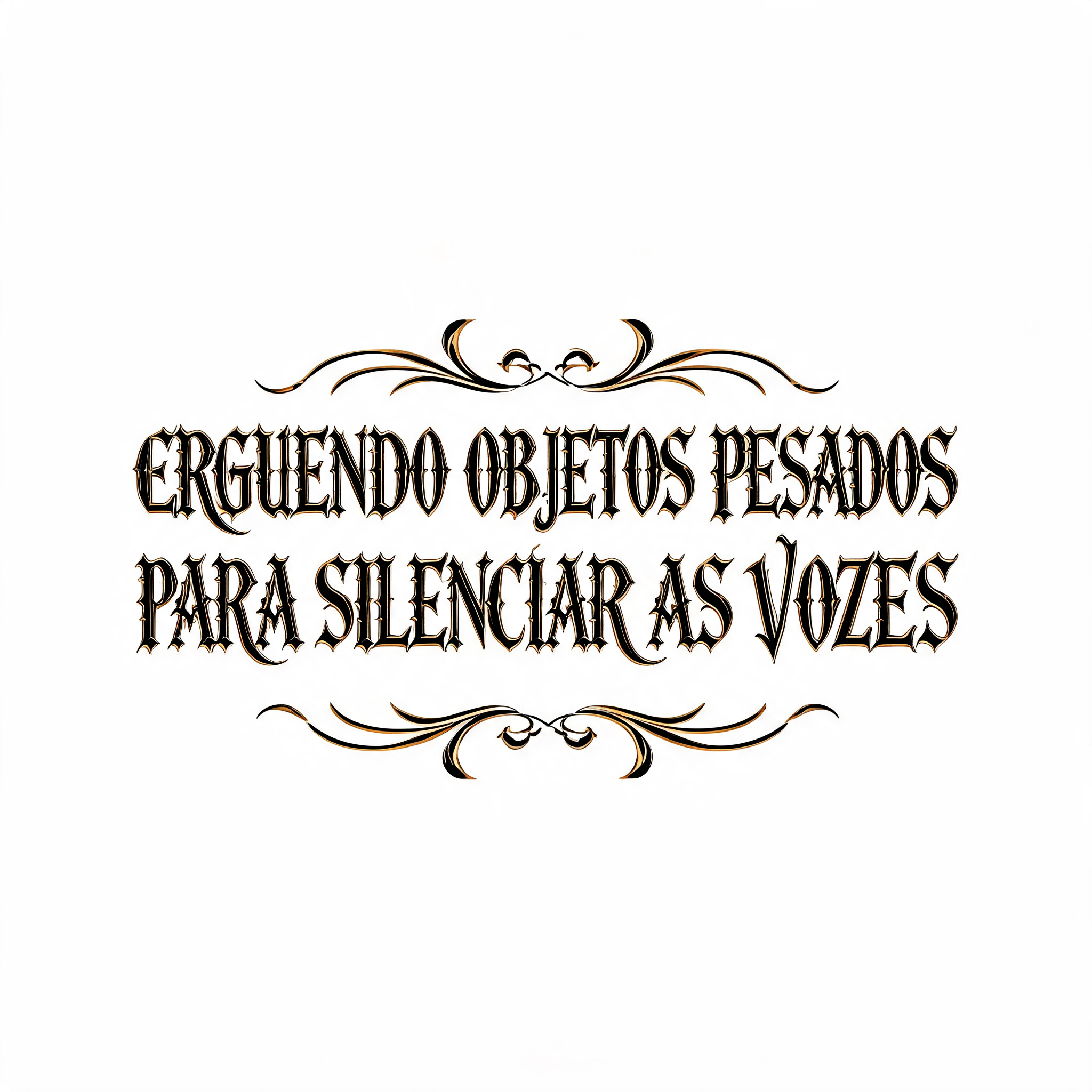"ERGUENDO OBJETOS PESADOS PARA SILENCIAR AS VOZES" — Gothic Font | AI Text Effect Generator