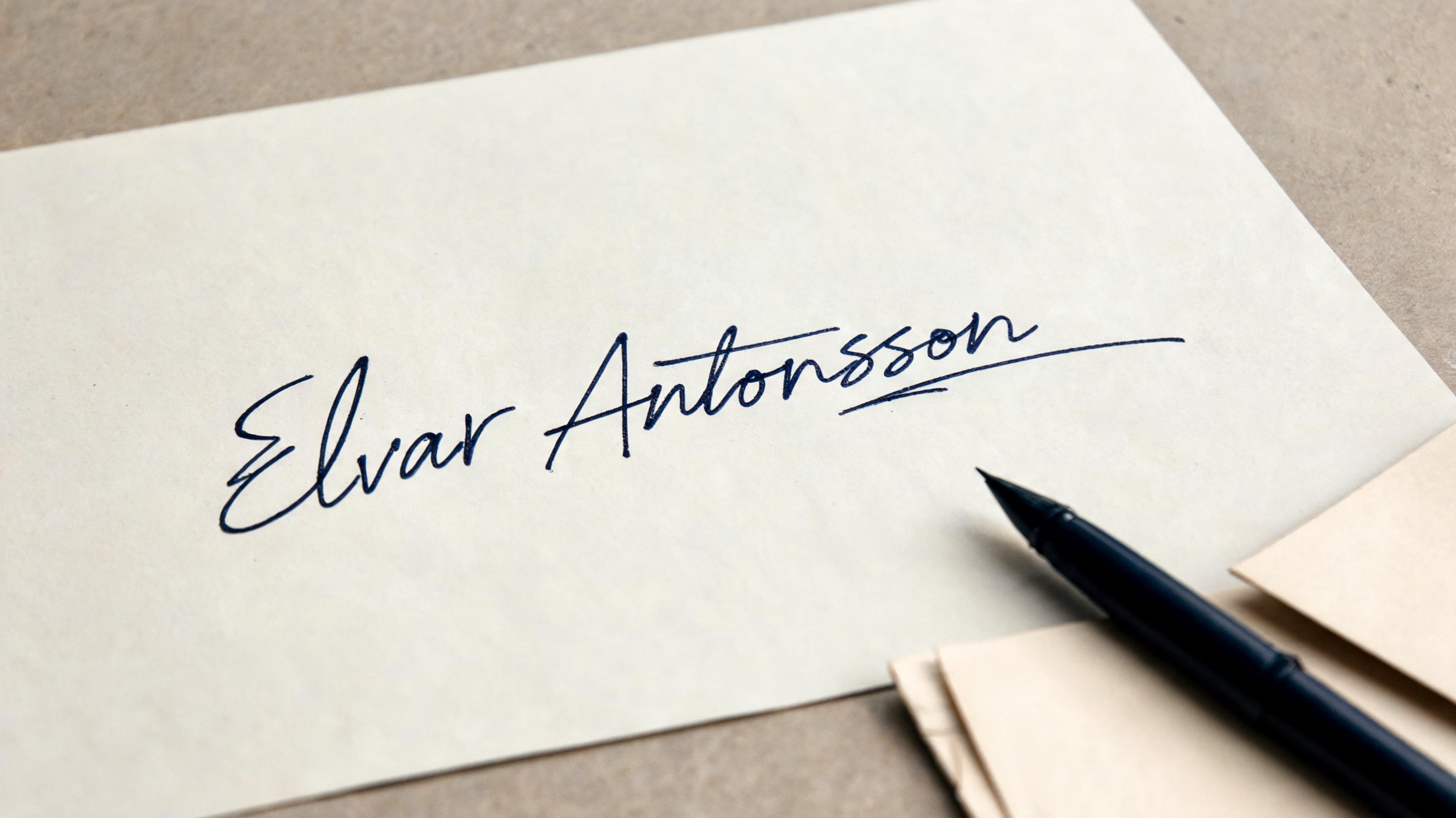 "Elvar Antonsson" — Cursive Signature | AI Text Effect Generator