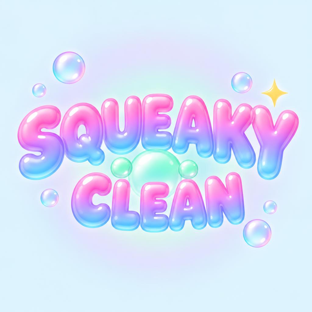 "SQUEAKY
CLEAN" — Bubble text effect