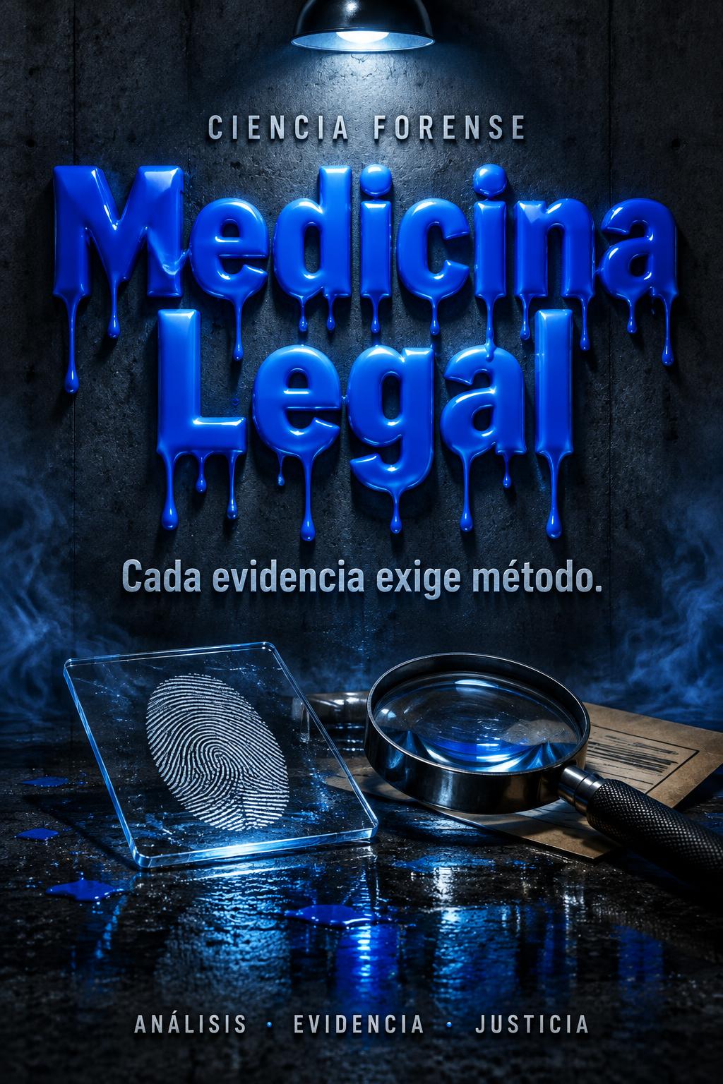 "Medicina Legal
Cada evidencia exige método.
CIENCIA FORENSE
ANÁLISIS · EVIDENCIA · JUSTICIA" — Drip Font text effect