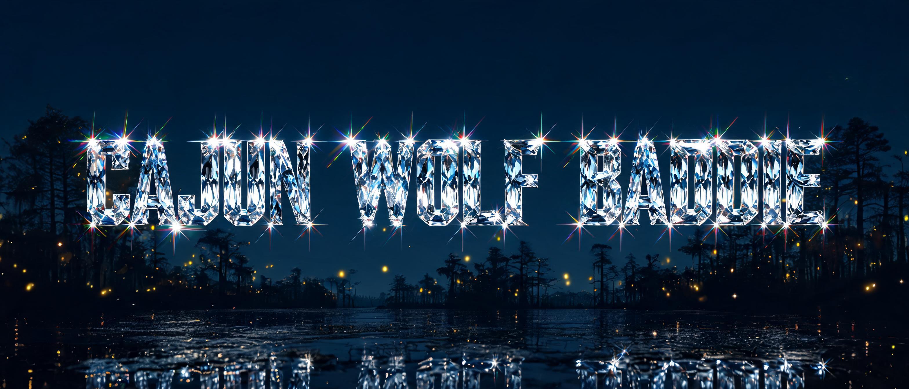 "CAJUN WOLF BADDIE" — Glass Crystal | AI Text Effect Generator