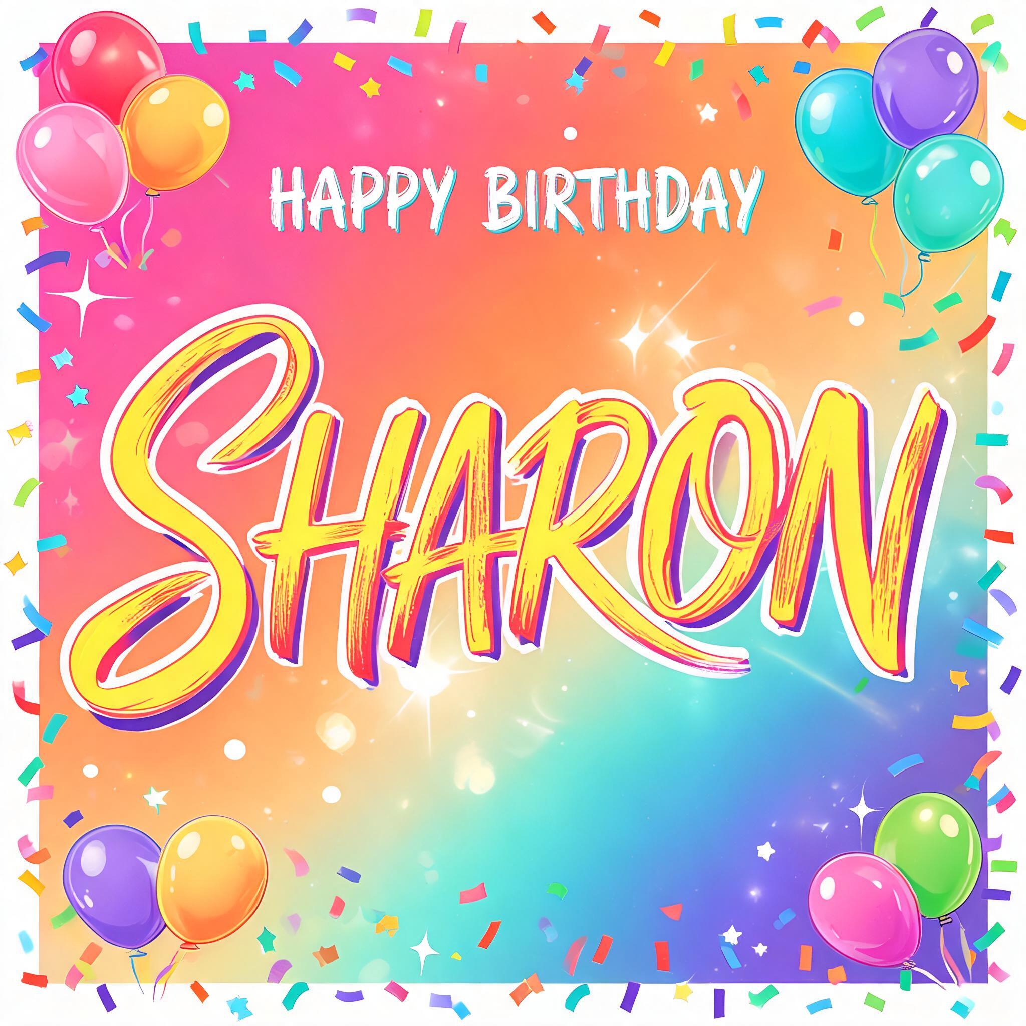 "HAPPY BIRTHDAY
SHARON" — Birthday text effect