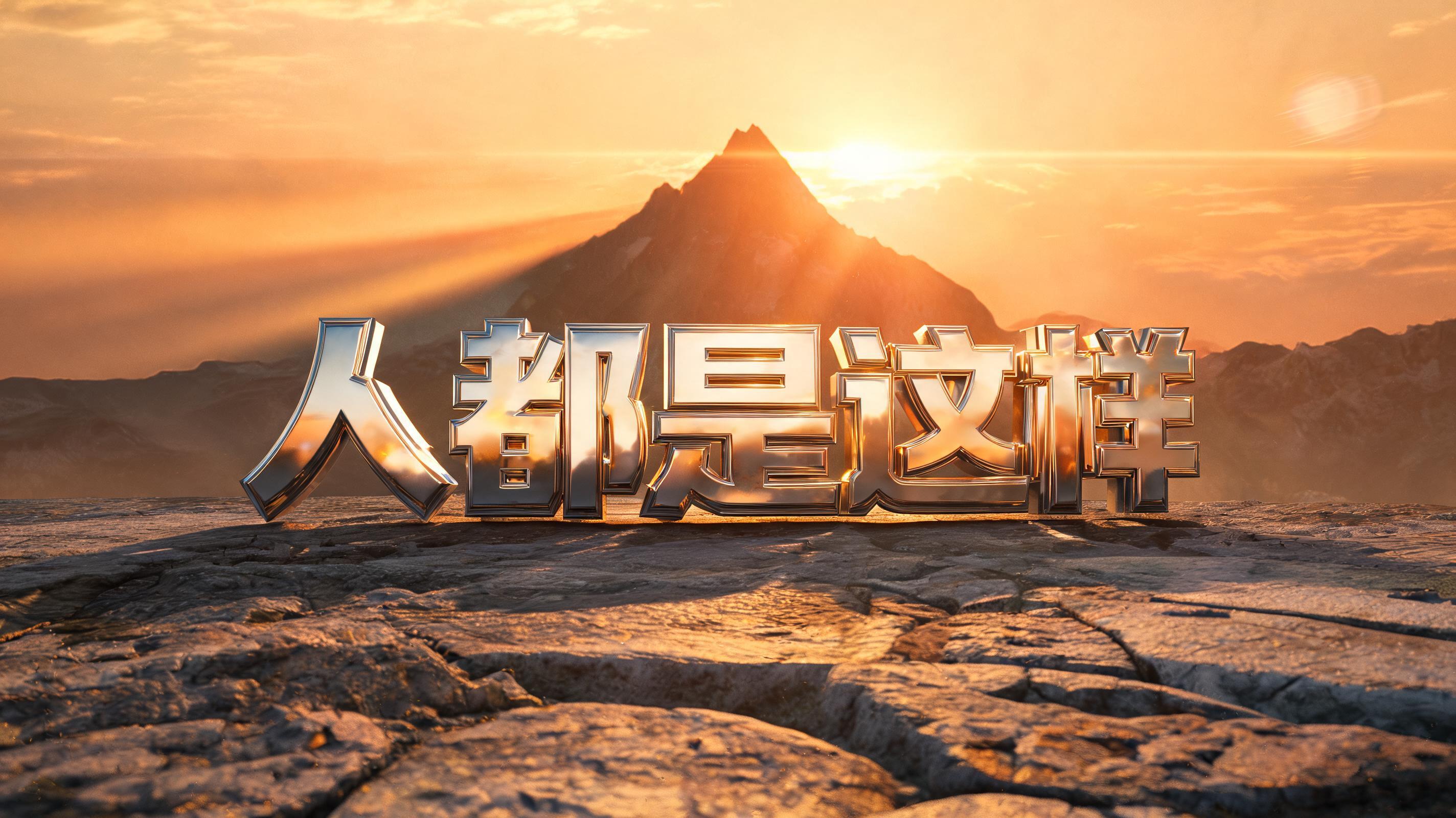 "人都是这样" — Chrome Metal 3d | AI Text Effect Generator