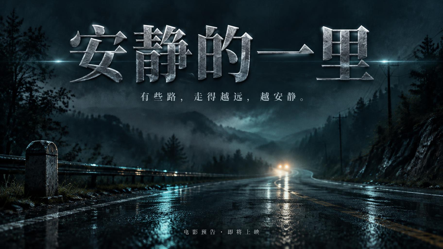 "安静的一里
有些路，走得越远，越安静。
电影预告 · 即将上映" — Cinematic Netflix | AI Text Effect Generator