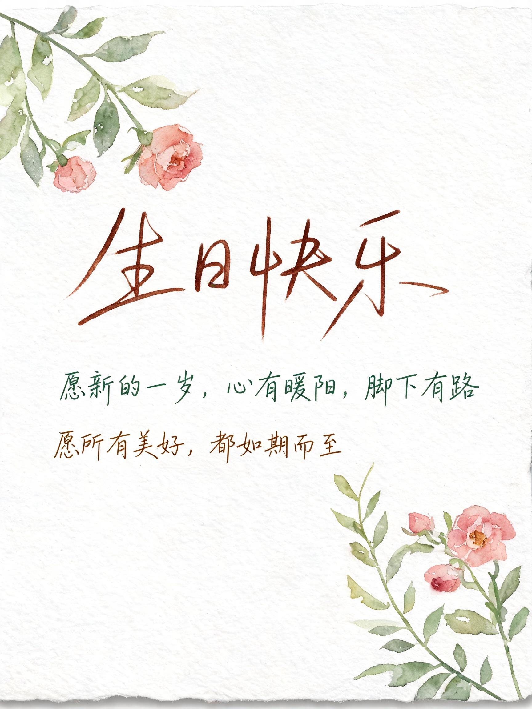 "生日快乐" — Watercolor text effect