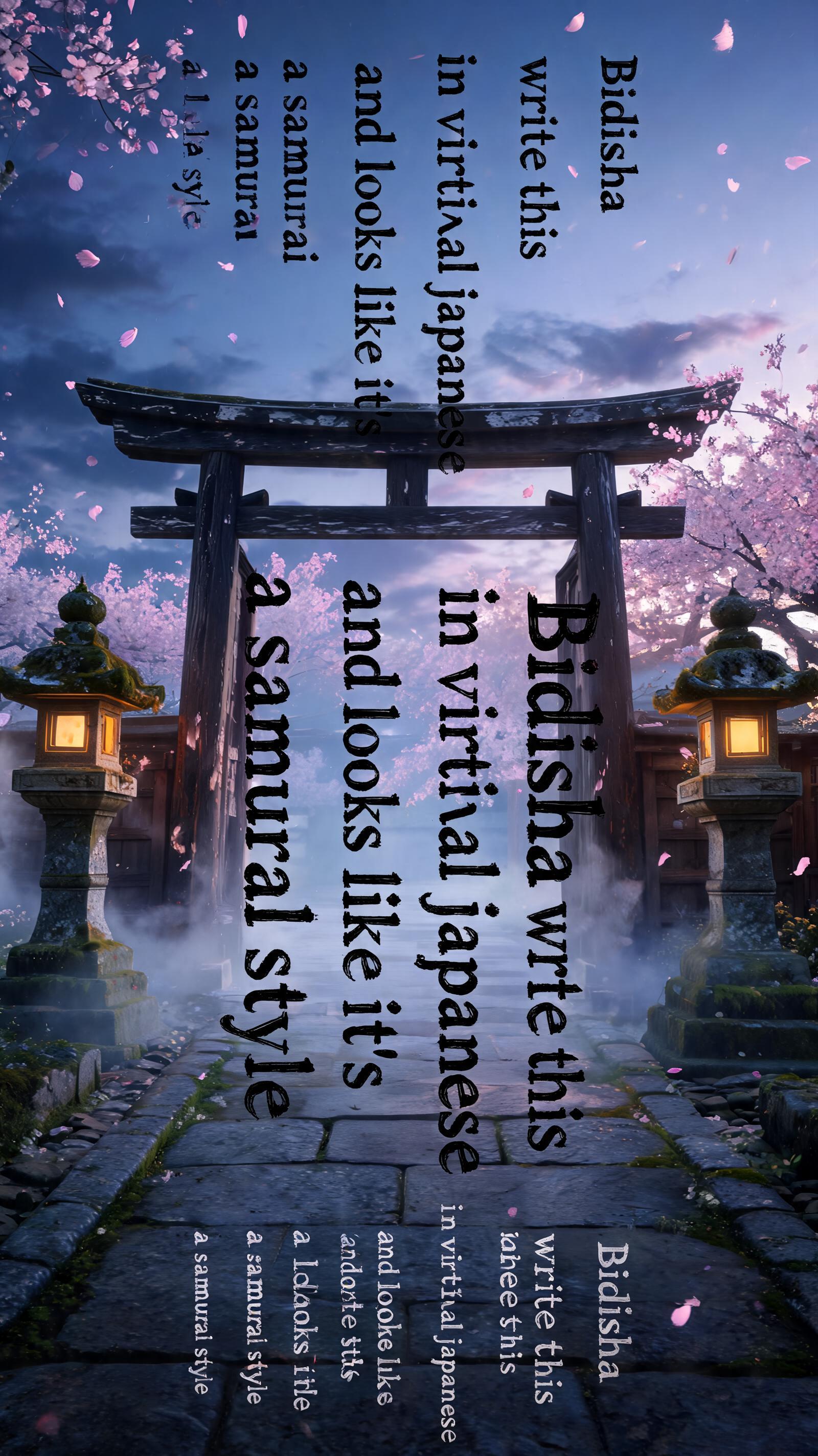 "Bidisha write this in vertical japanese and looks like it's a samurai style" — Brush Japanese Ink | AI Text Effect Generator