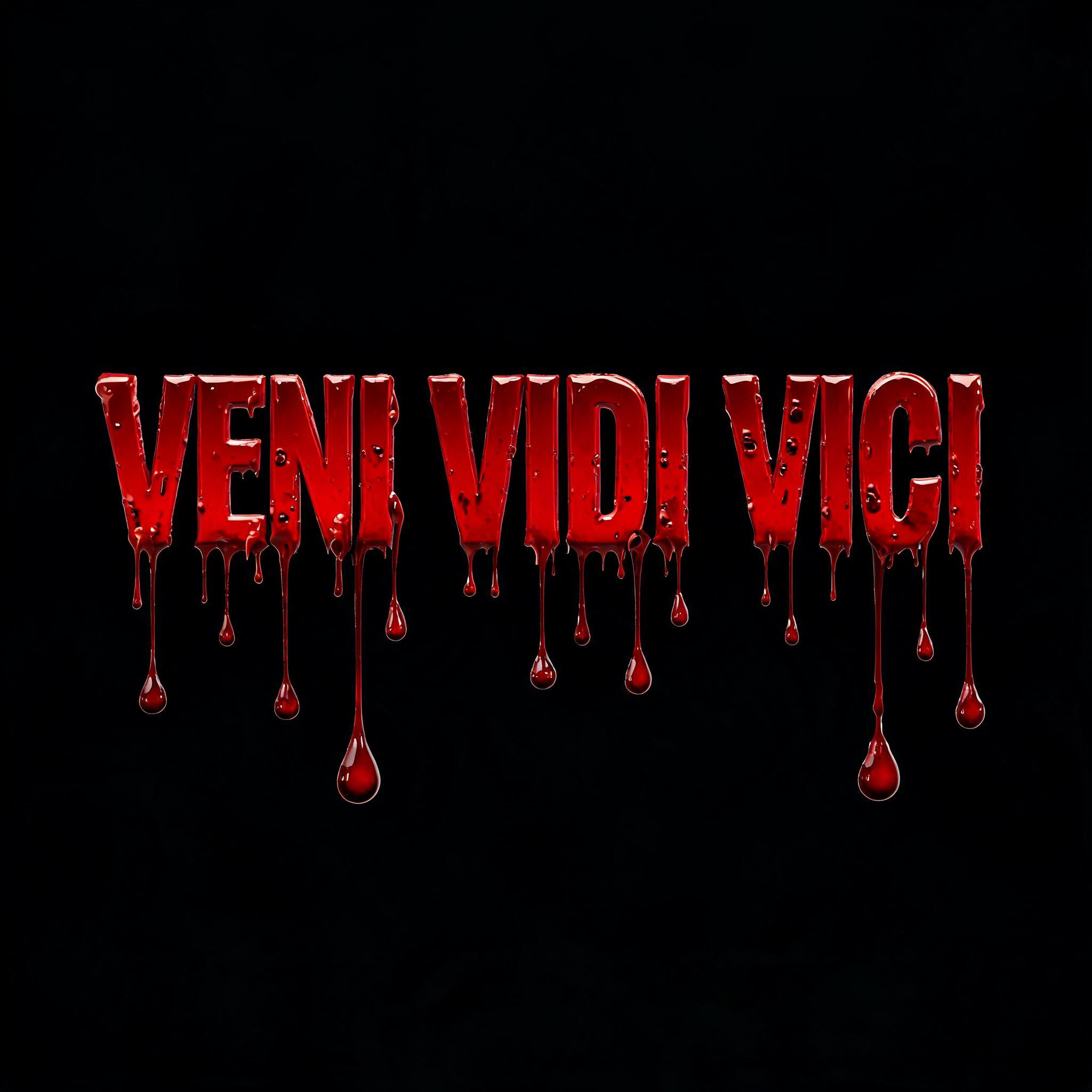"VENI VIDI VICI" — Drip Font Blood | AI Text Effect Generator