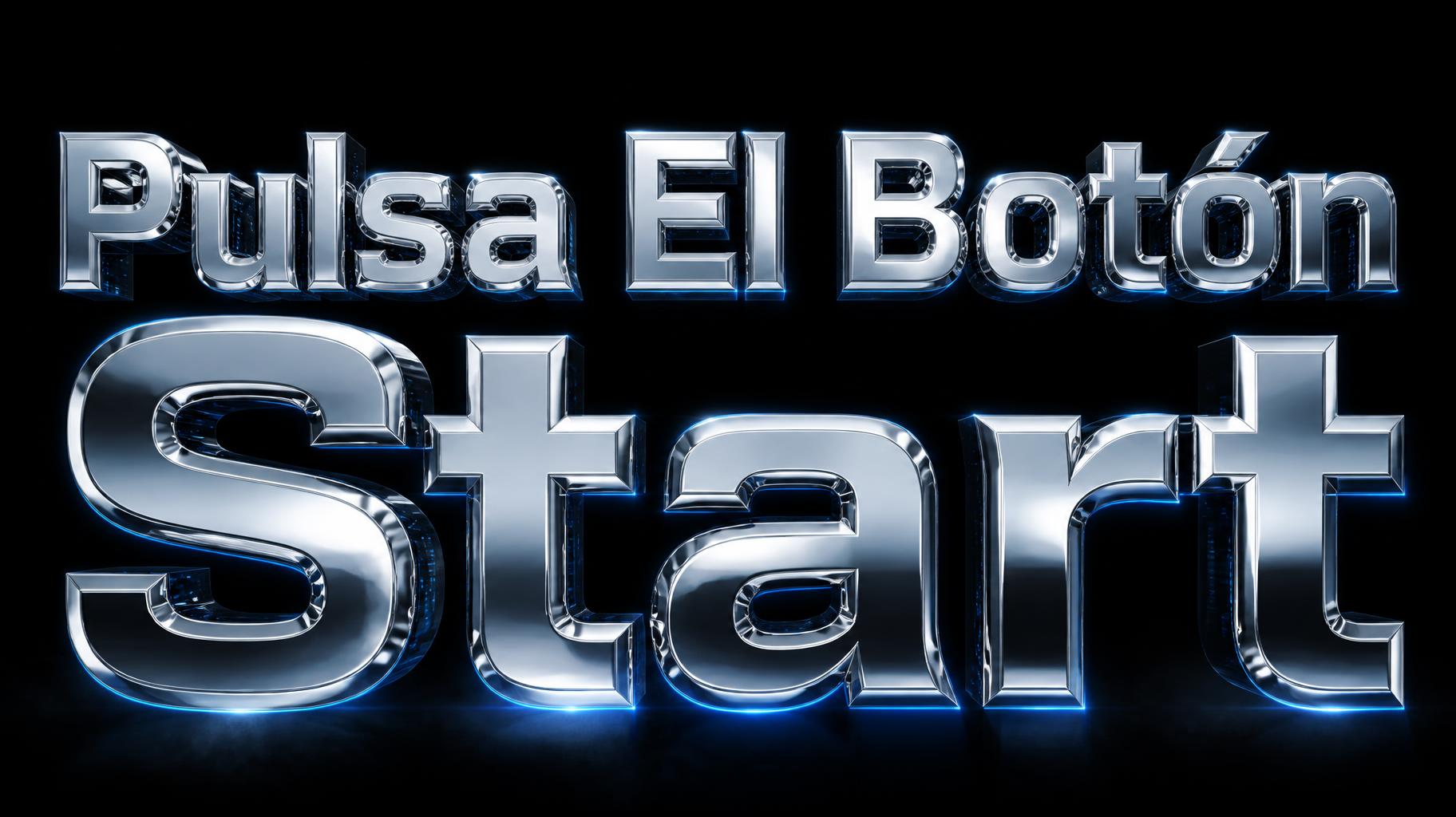 "Pulsa El Botón Start" — Chrome Metal 3d | AI Text Effect Generator